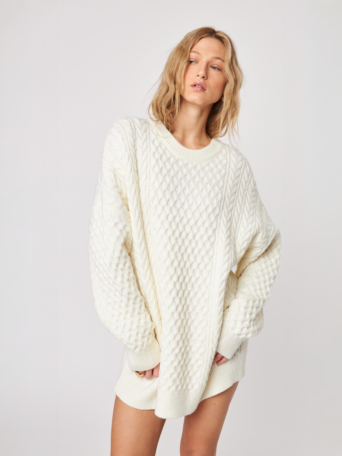 JOHN & JENN - Kylo Oversized Cable Crewneck Sweater -