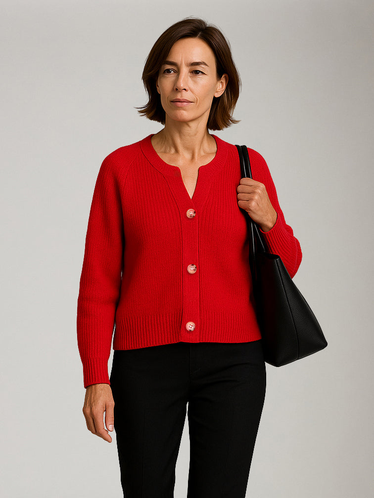 LYLA + LUXE - Belle Ribbed Cardigan - Red