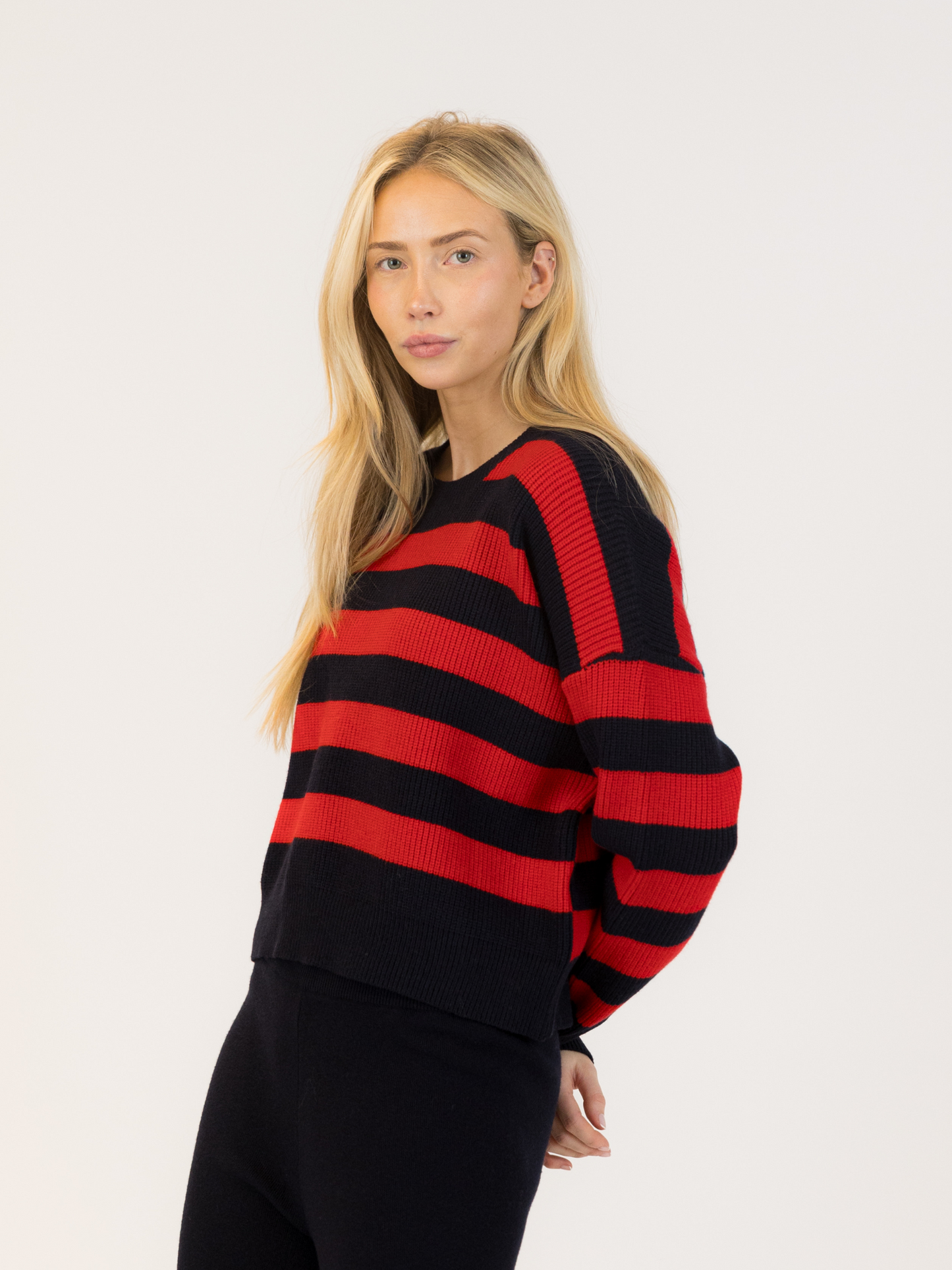 LYLA + LUXE - Bobby Stripe Crewneck Pullover Sweater -