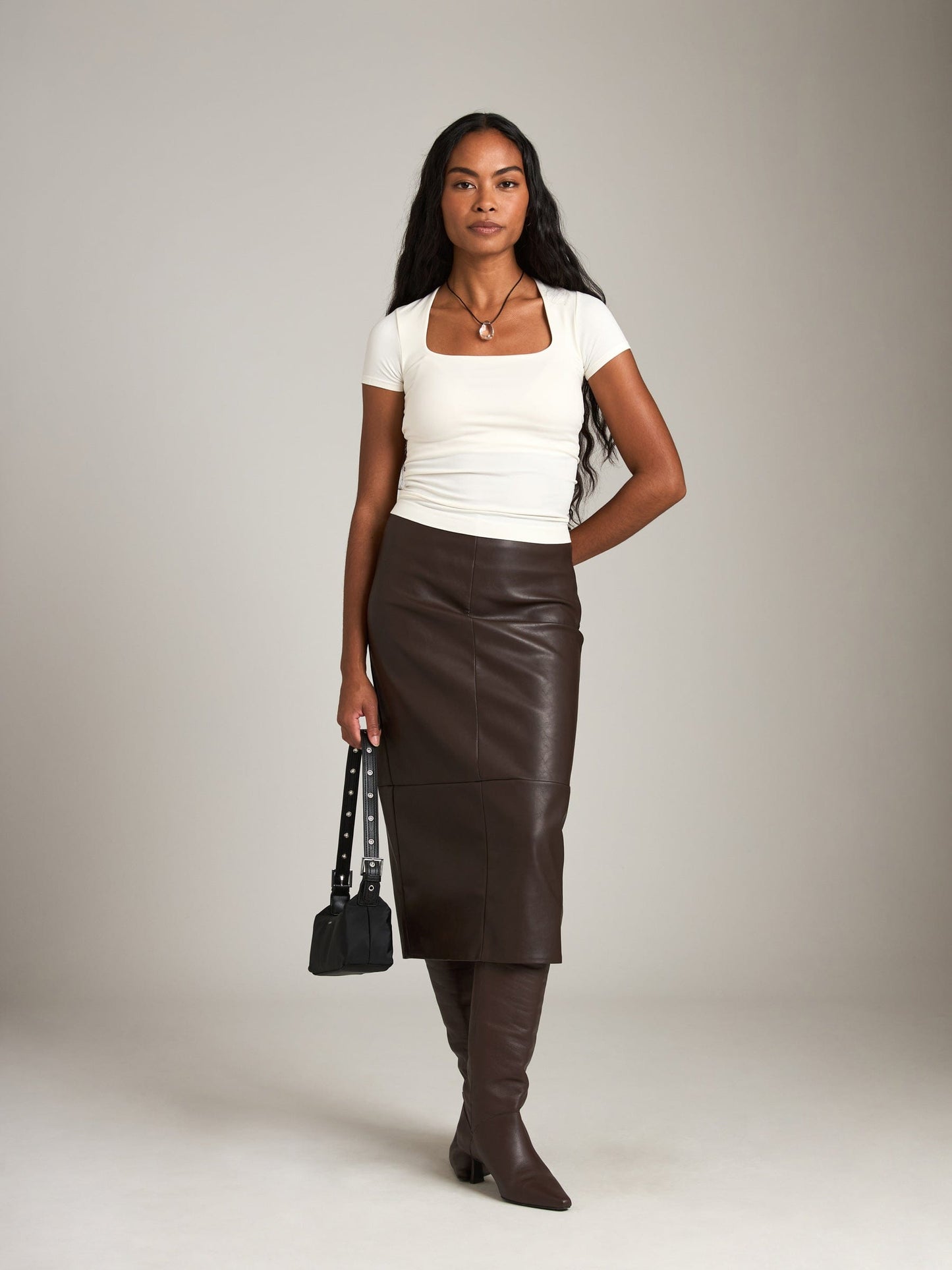 MONK & LOU - Seamless Carina Square Neck Baby Tee - Ivory