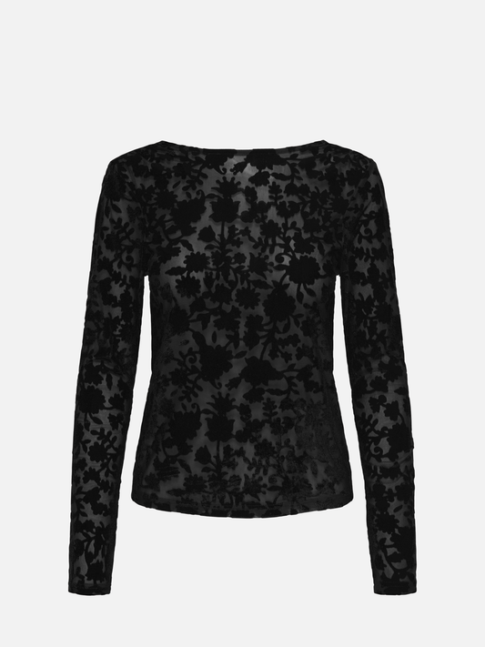 ONLY - Thea Flock Longsleeve Top - Black