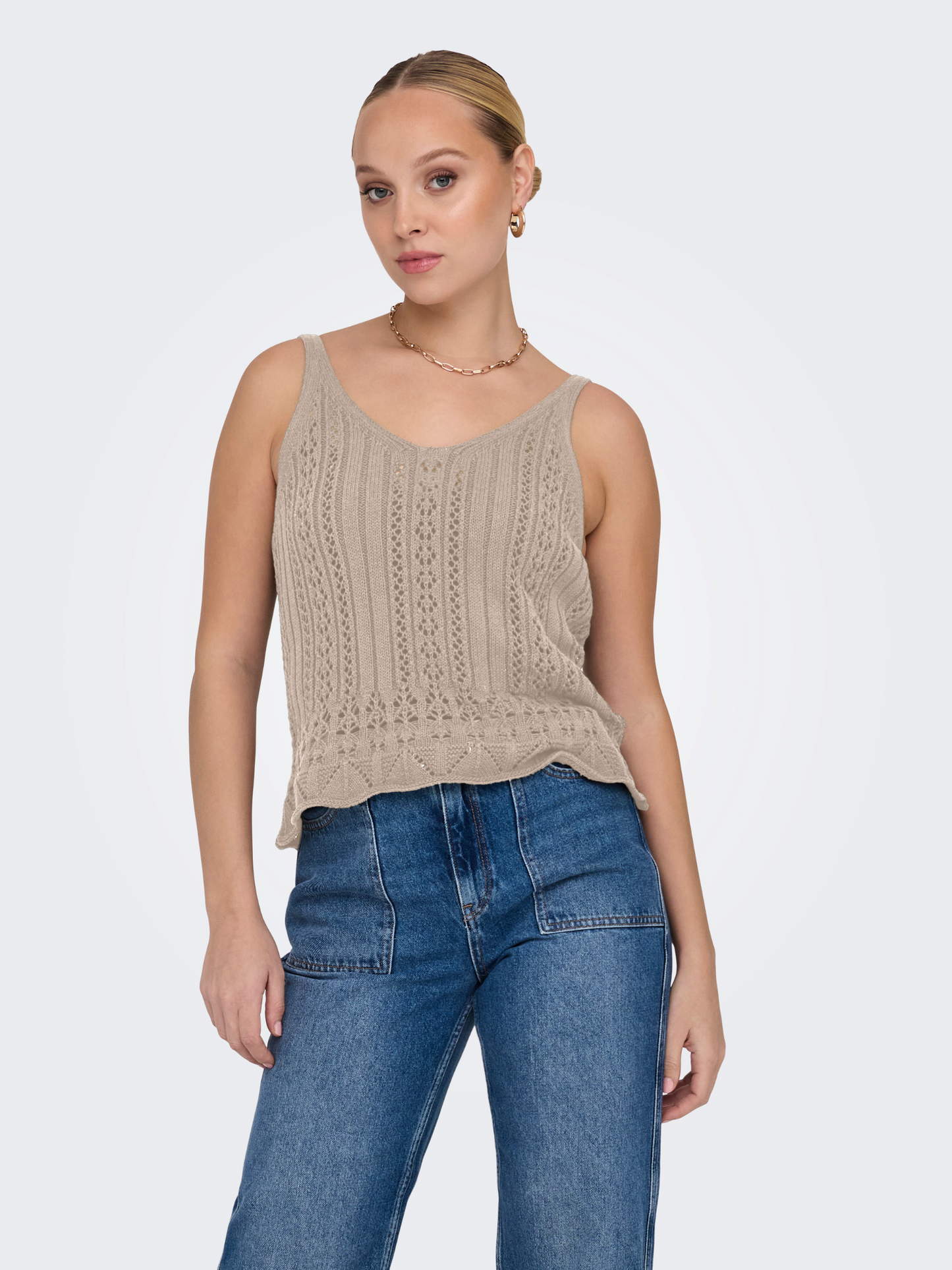 ONLY-Lyzet Knit Tank-Feather Grey