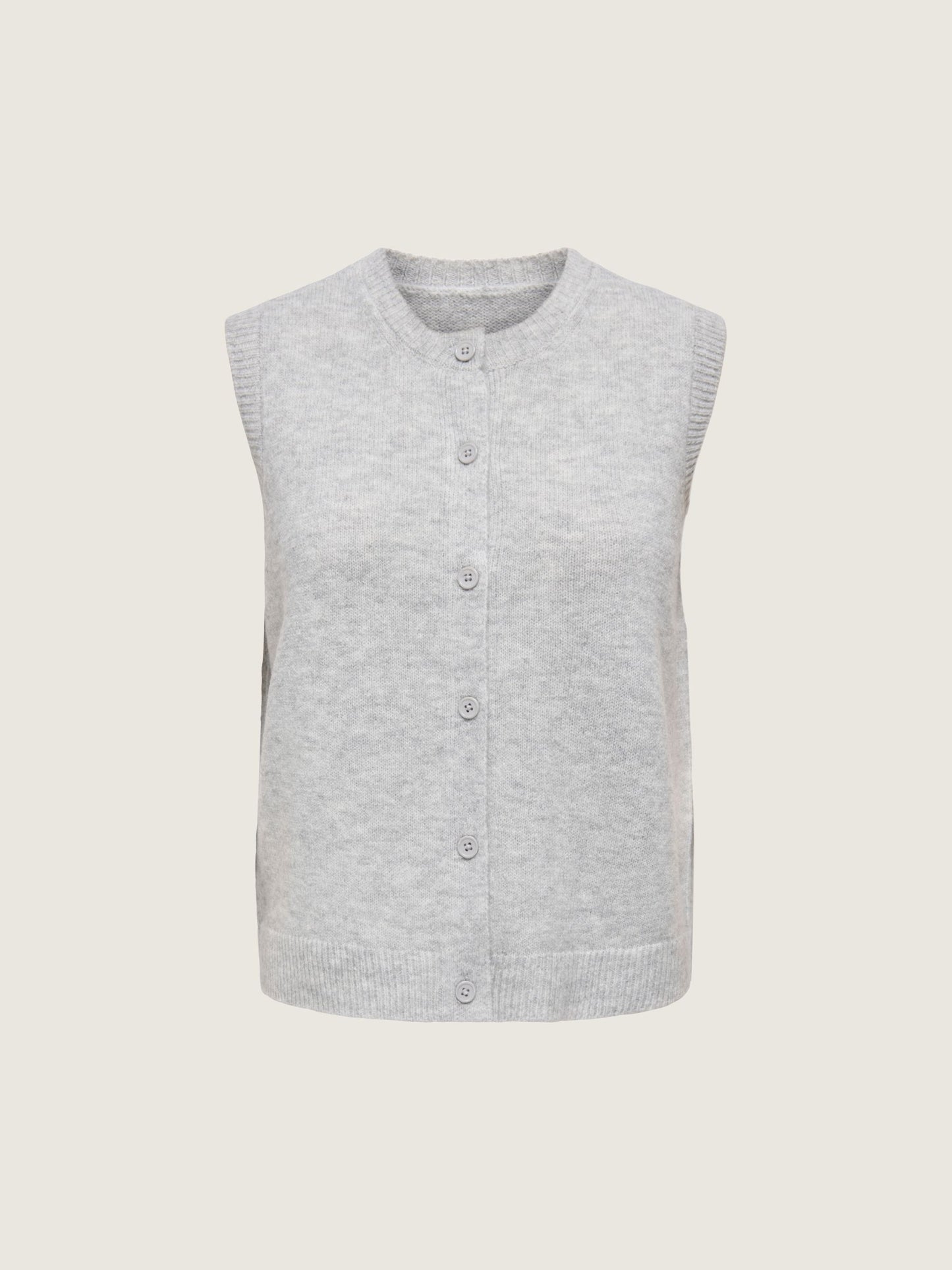 ONLY - Olivia Knit Sweater Vest - Light Grey Melange