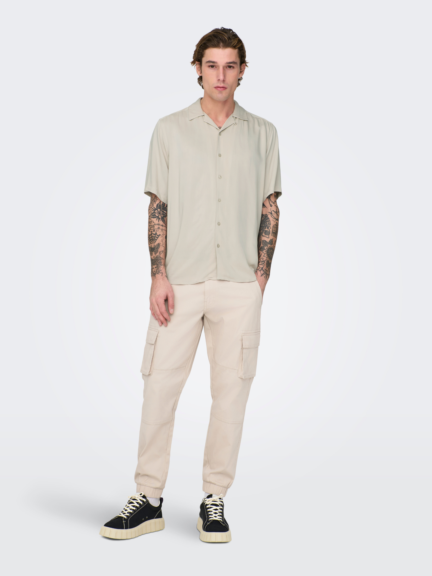 ONLY & SONS-Dash Short Sleeve Shirt-Silver Lining