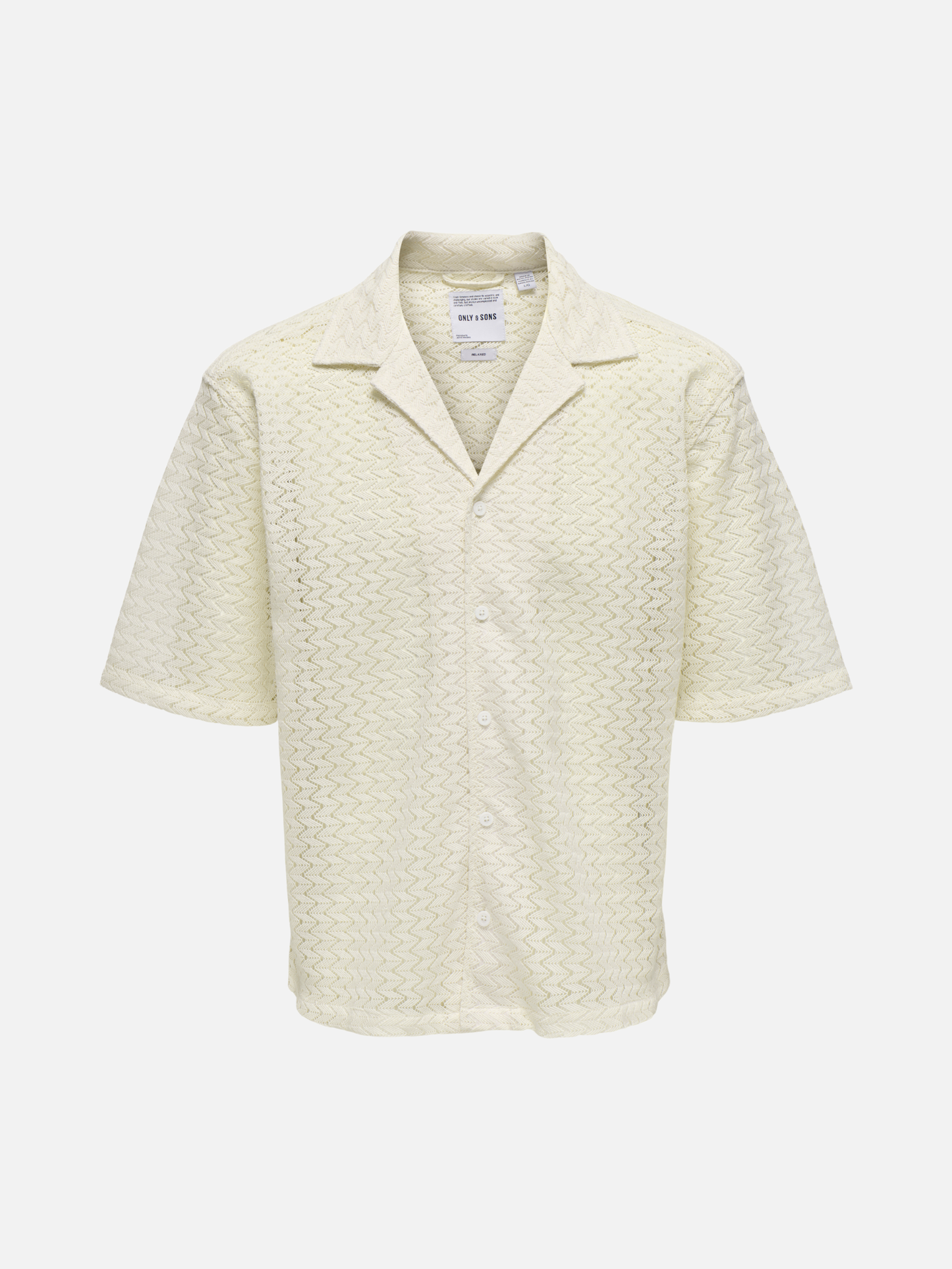 ONLY & SONS-Novak Resort Zig Zag Shirt-Egret