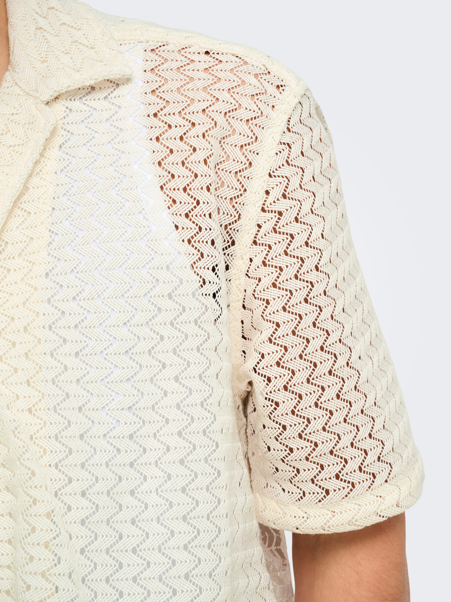 ONLY & SONS-Novak Resort Zig Zag Shirt-Egret