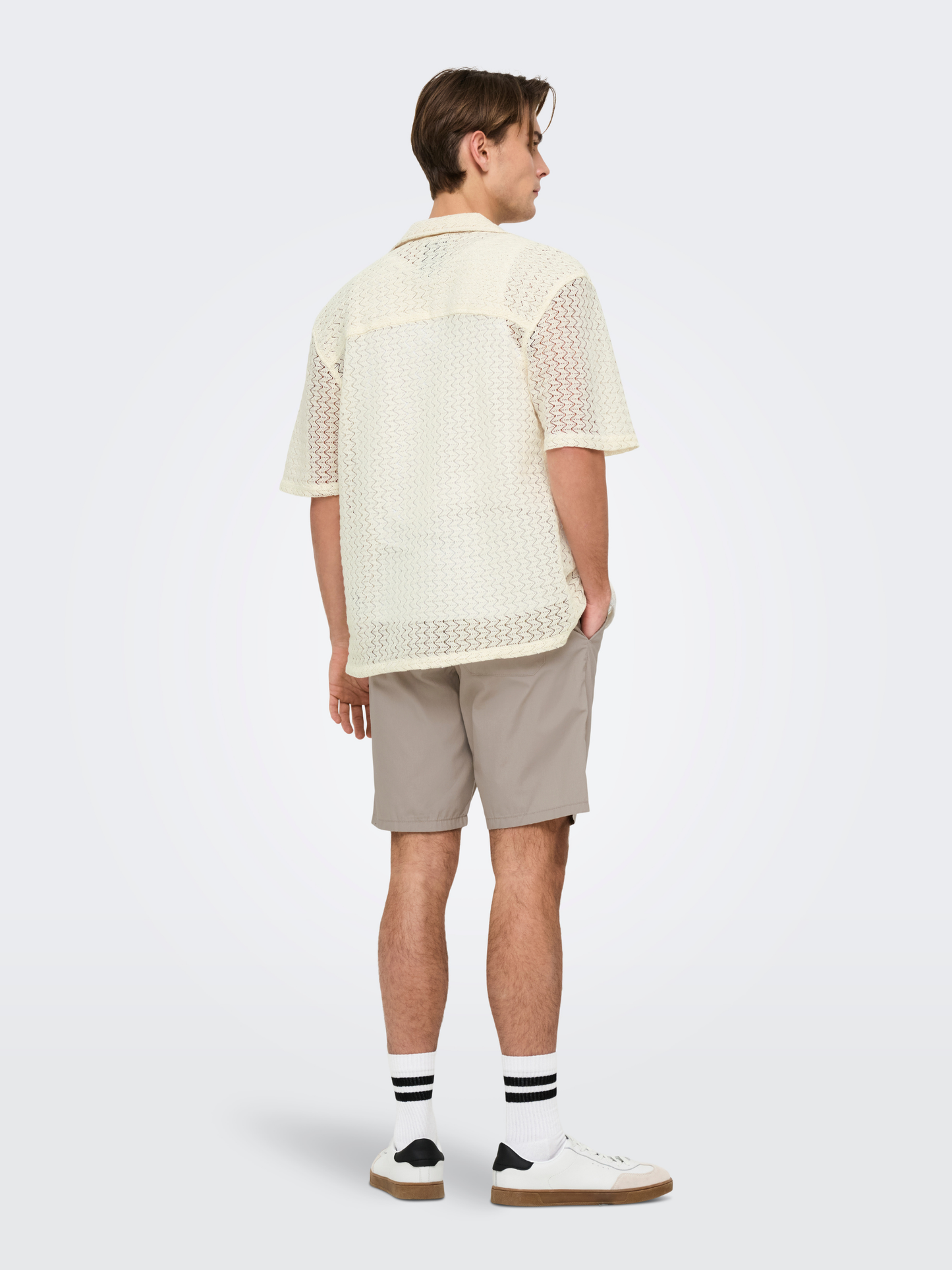 ONLY & SONS-Novak Resort Zig Zag Shirt-Egret