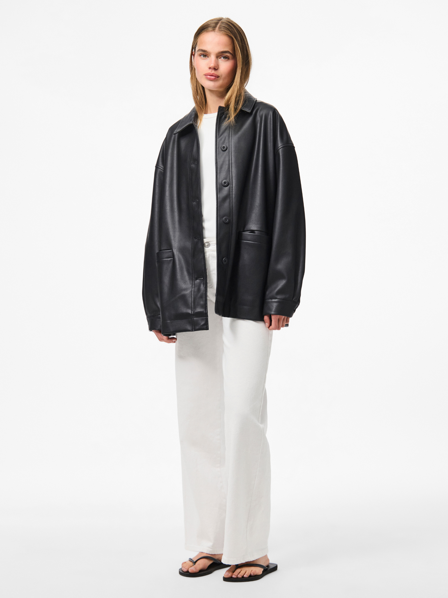 PIECES - Jamilla Vegan Leather Overshirt -