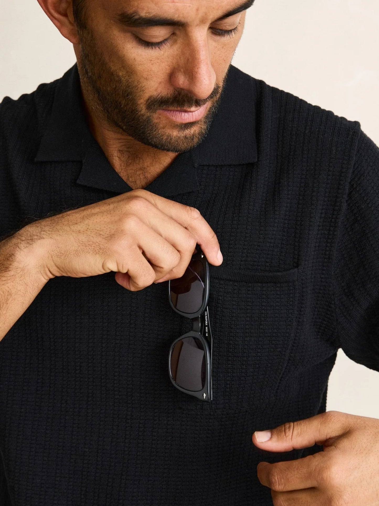 Textured Knit Johnny Polo