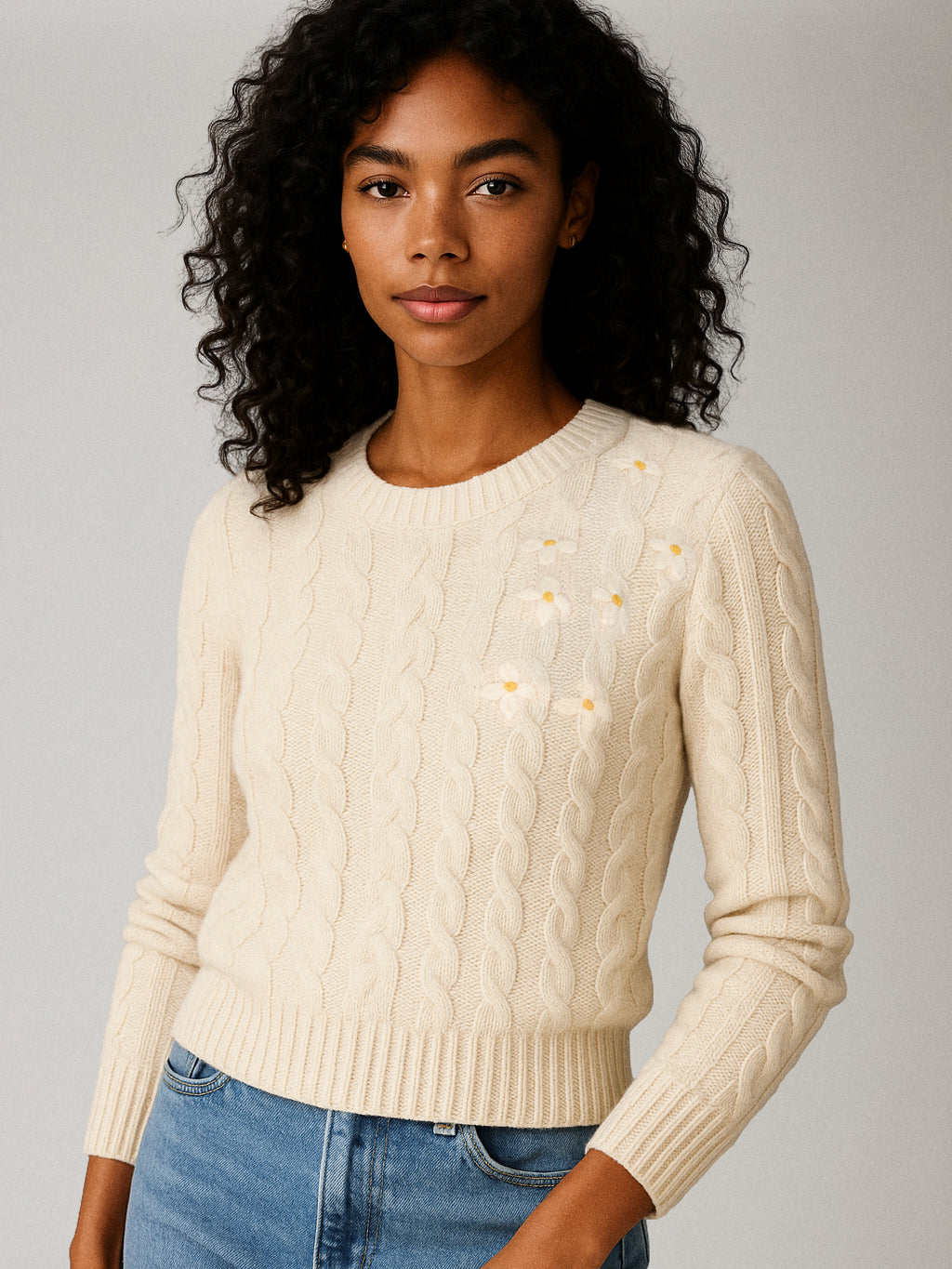 SADIE & SAGE - Lulu Embroidered Daisy Sweater -