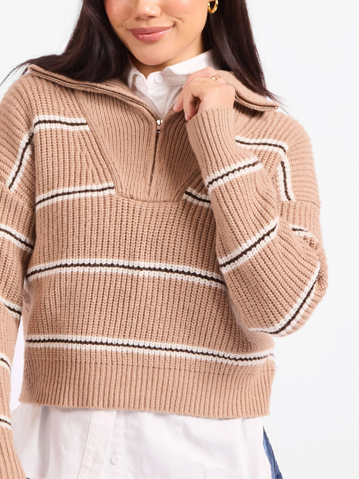 Warm Chai Quarter Zip Pullover Sweater