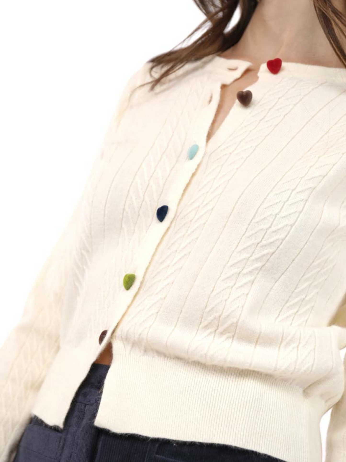Mochi Heart Button Cardigan