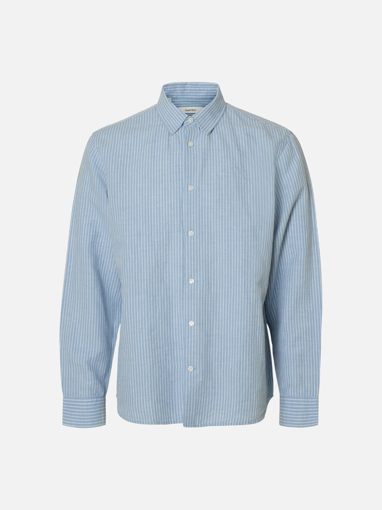 SELECTED - Clay Longsleeve Shirt - Dusty Blue / White