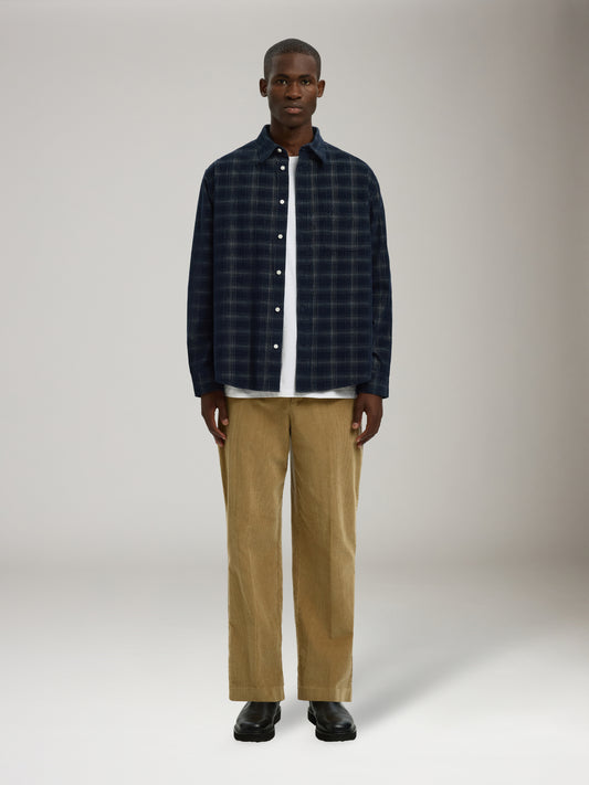 SELECTED - Cord Checked Longsleeve Shirt -