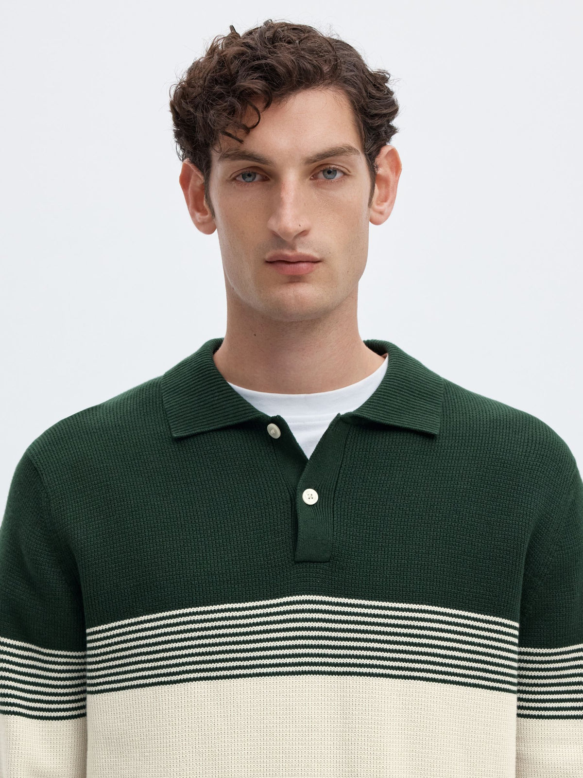 SELECTED - Dane Knit Striped Polo Sweater -