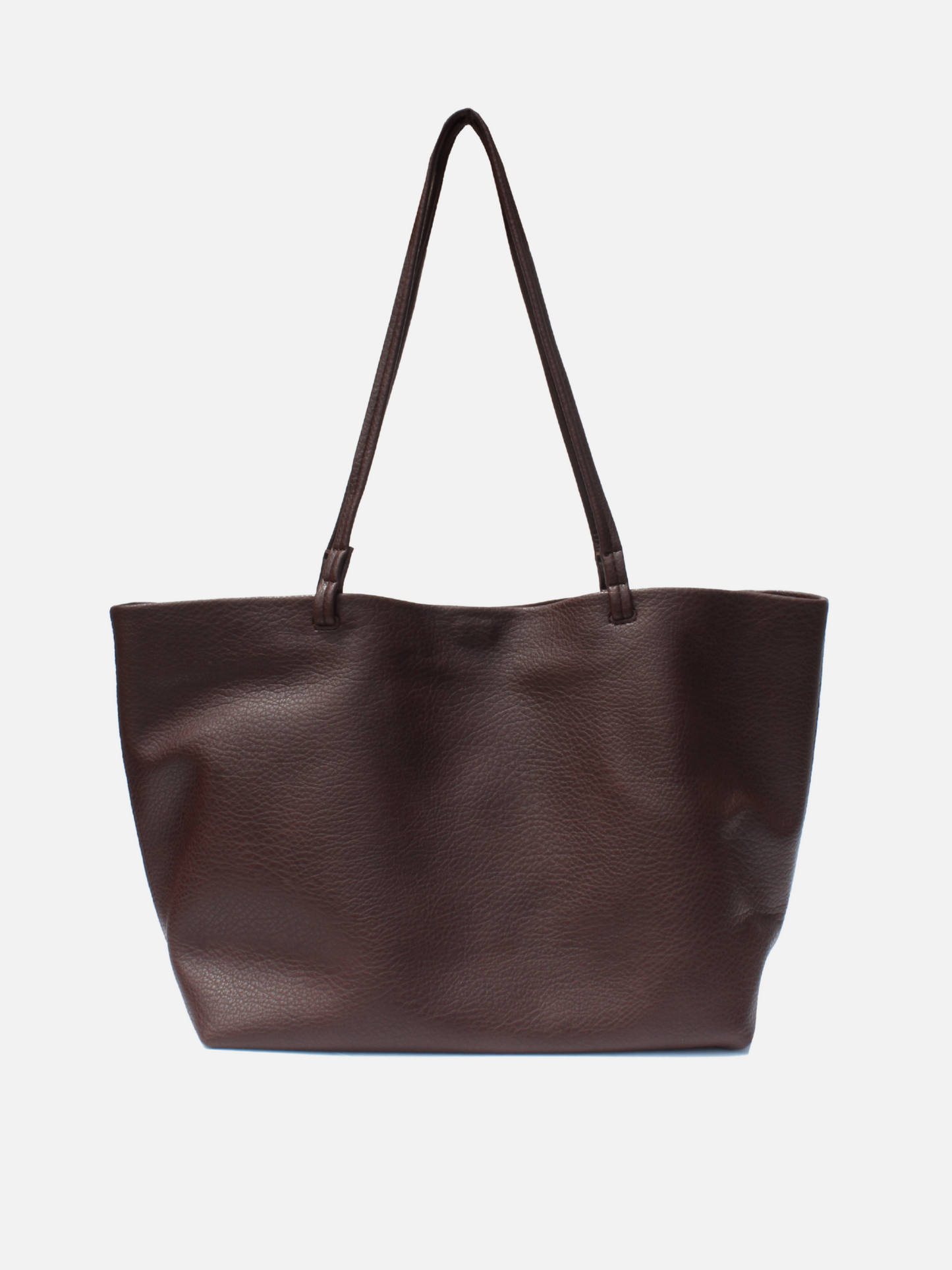 STREET LEVEL - Vegan Leather Tote With Pouch - Chocolate