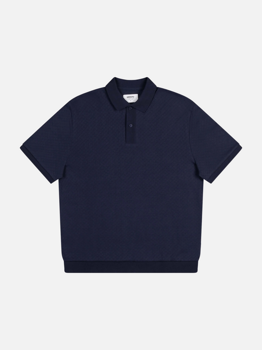 WEMOTO - Gino Jacquard Knit Polo - Navy Blue