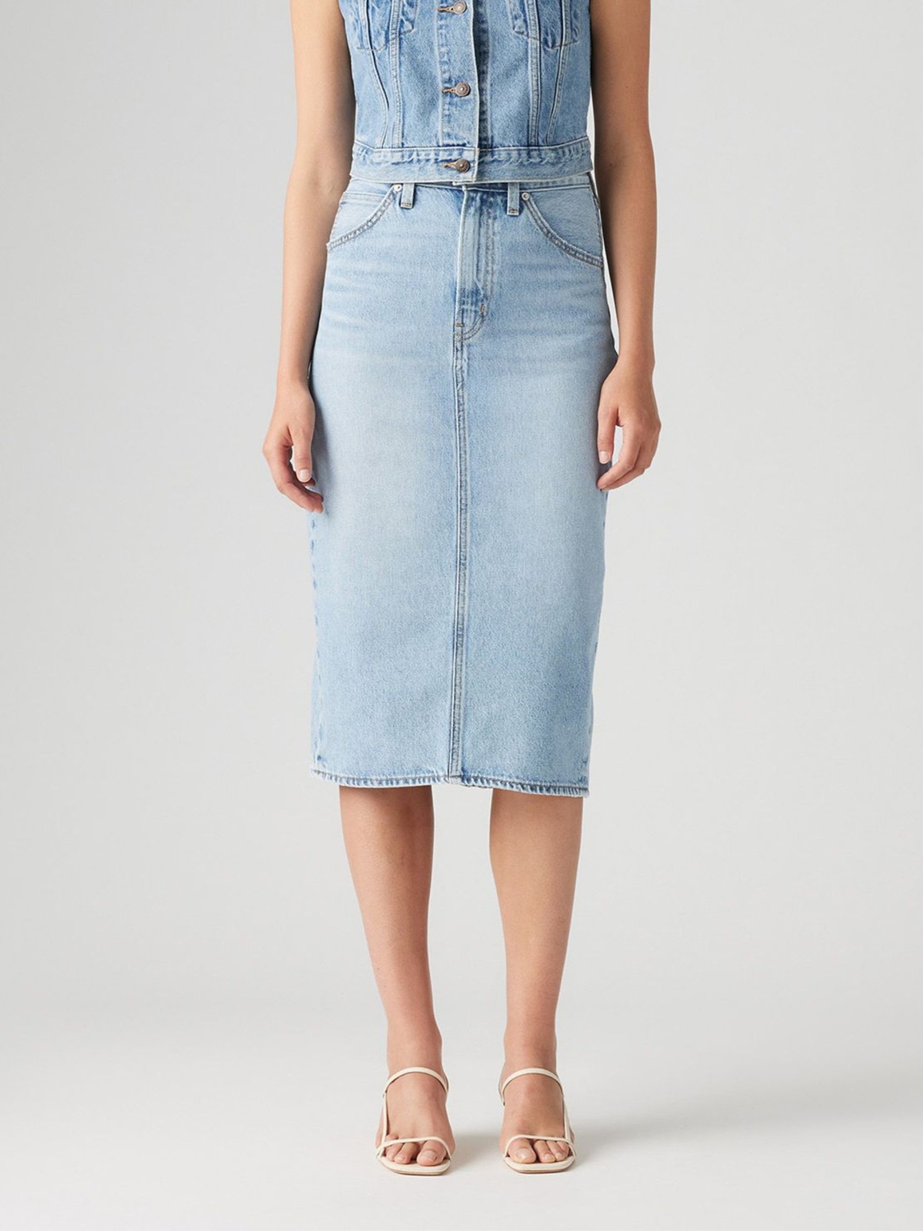 LEVI'S-High Rise Slit Skirt-Riveting - Clean Hem