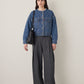 Collarless Cropped Sherpa Trucker Jacket