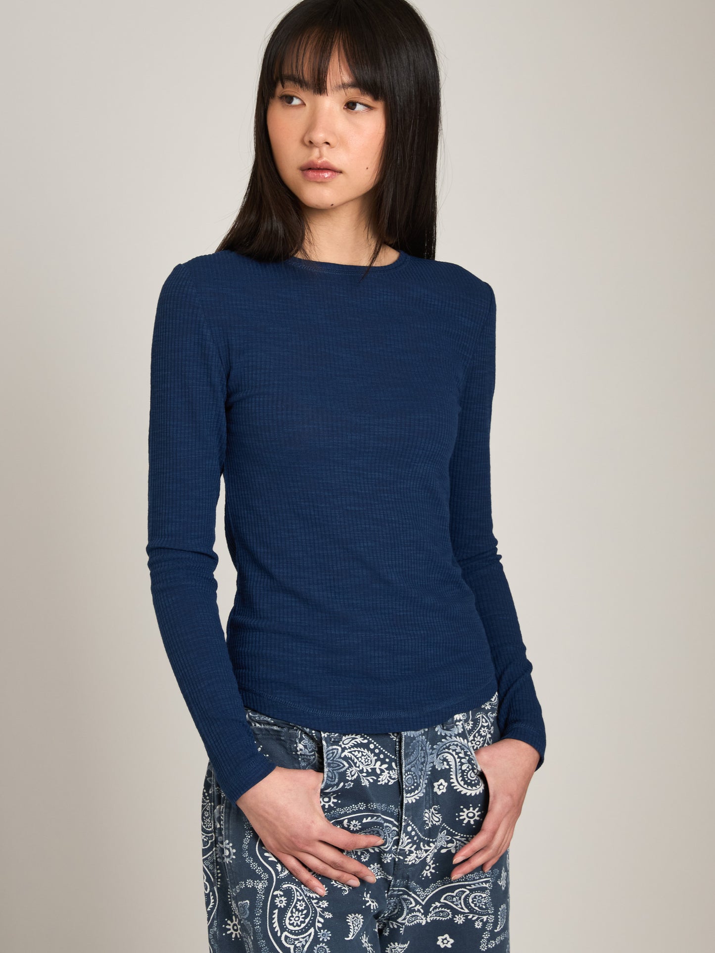 Bryony Wide Rib Long Sleeve Top