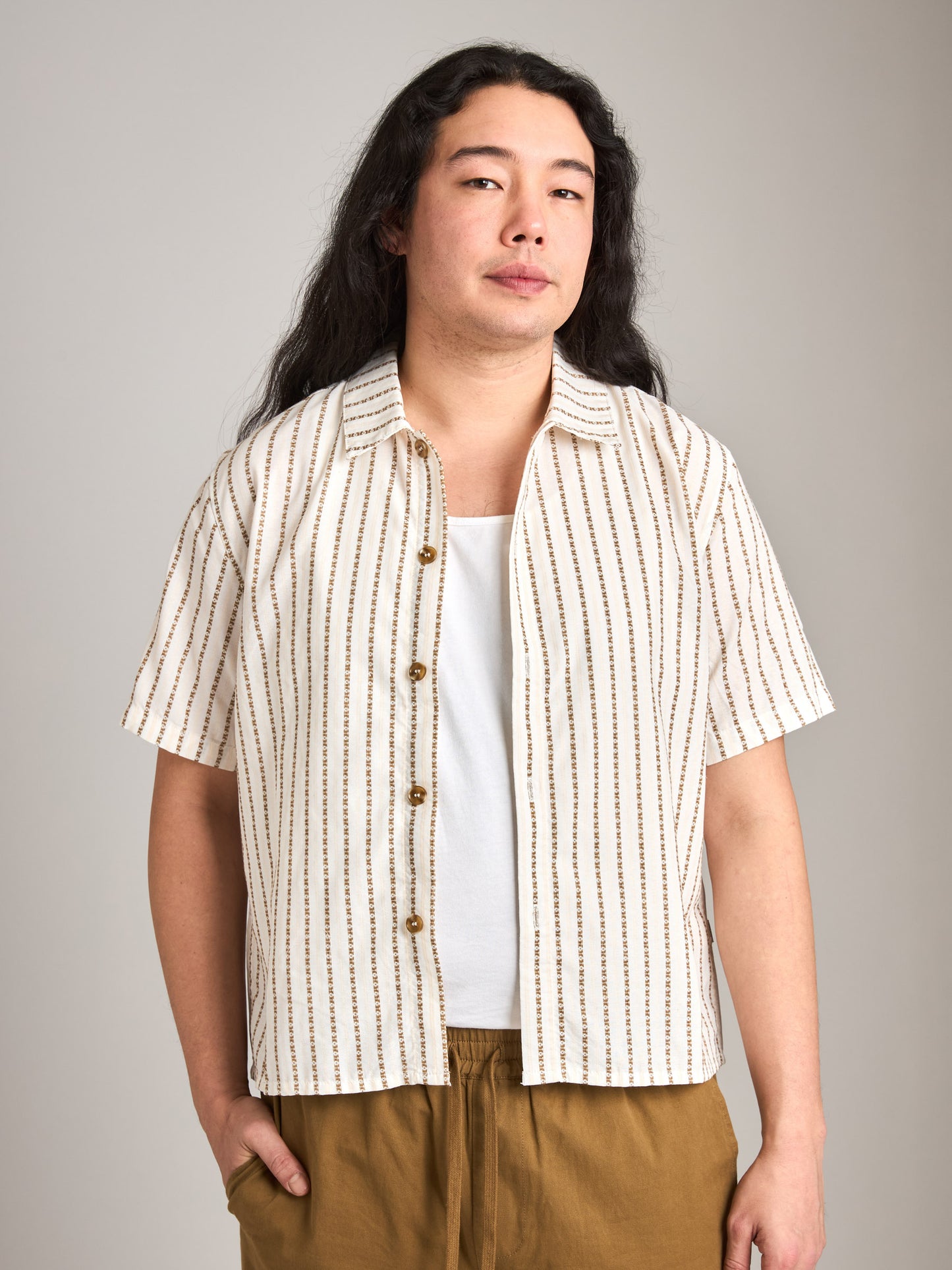 RHYTHM - Vacation Stripe Crop Shortsleeve Shirt - 