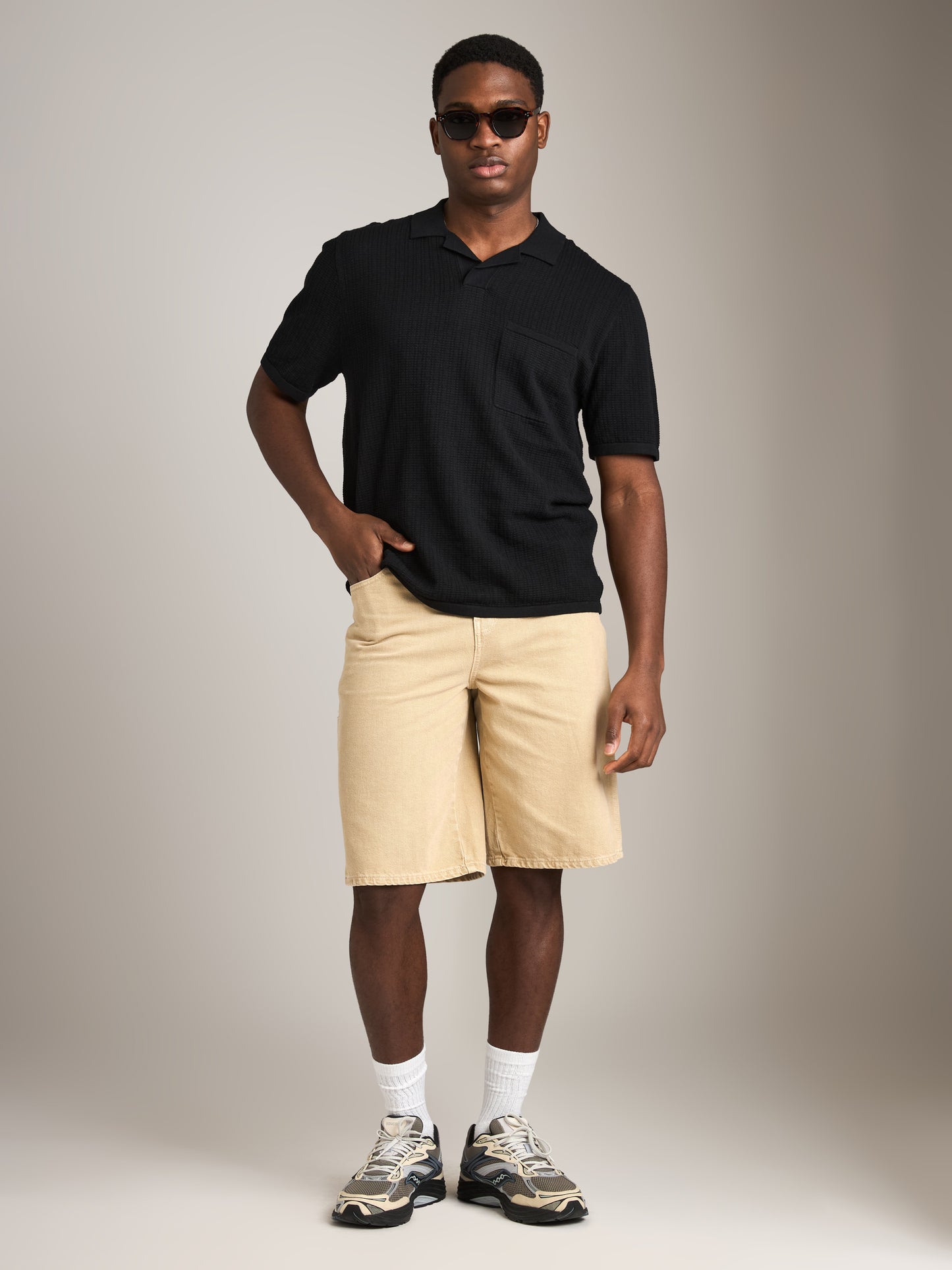 RHYTHM - Textured Knit Johnny Polo - 