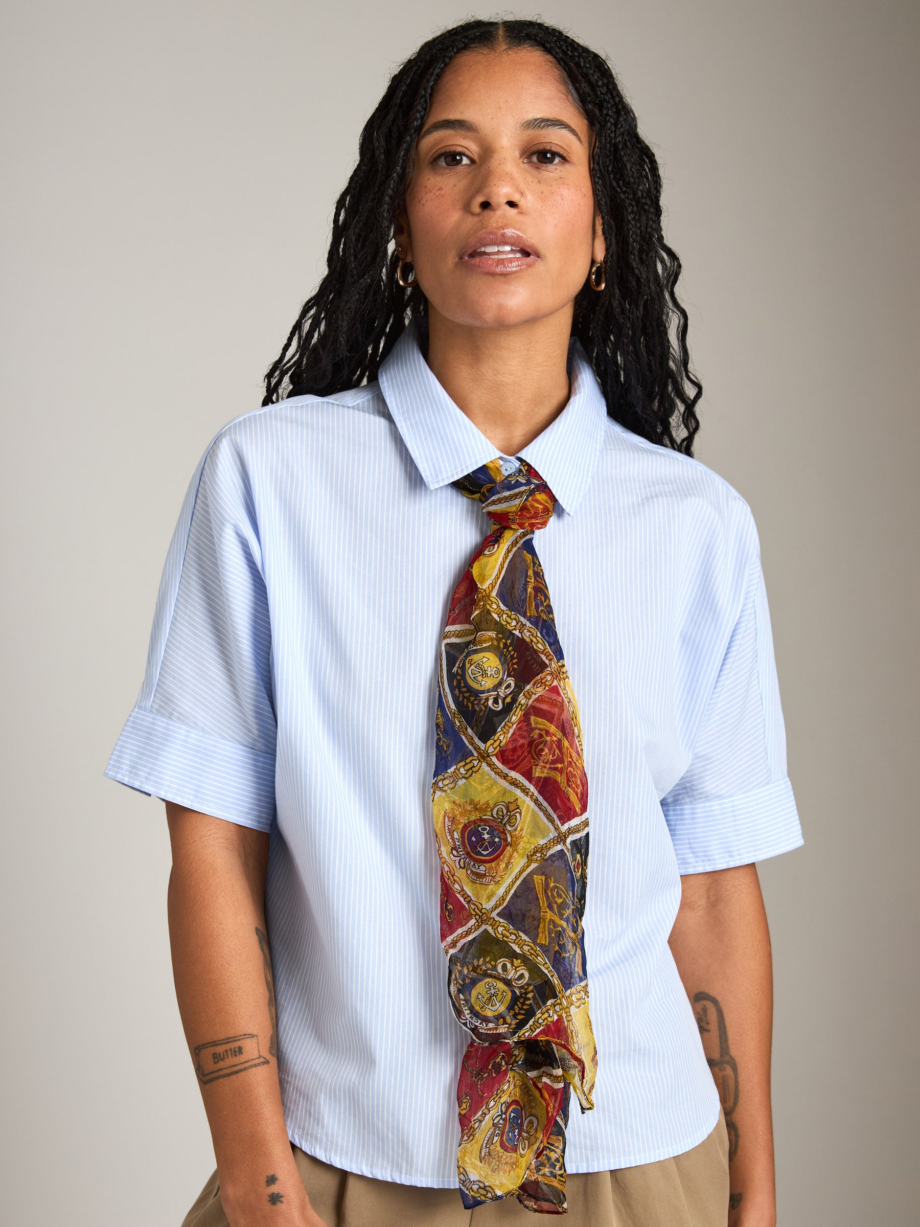 MONK & LOU-Selina Button Up Shirt-Sky Blue