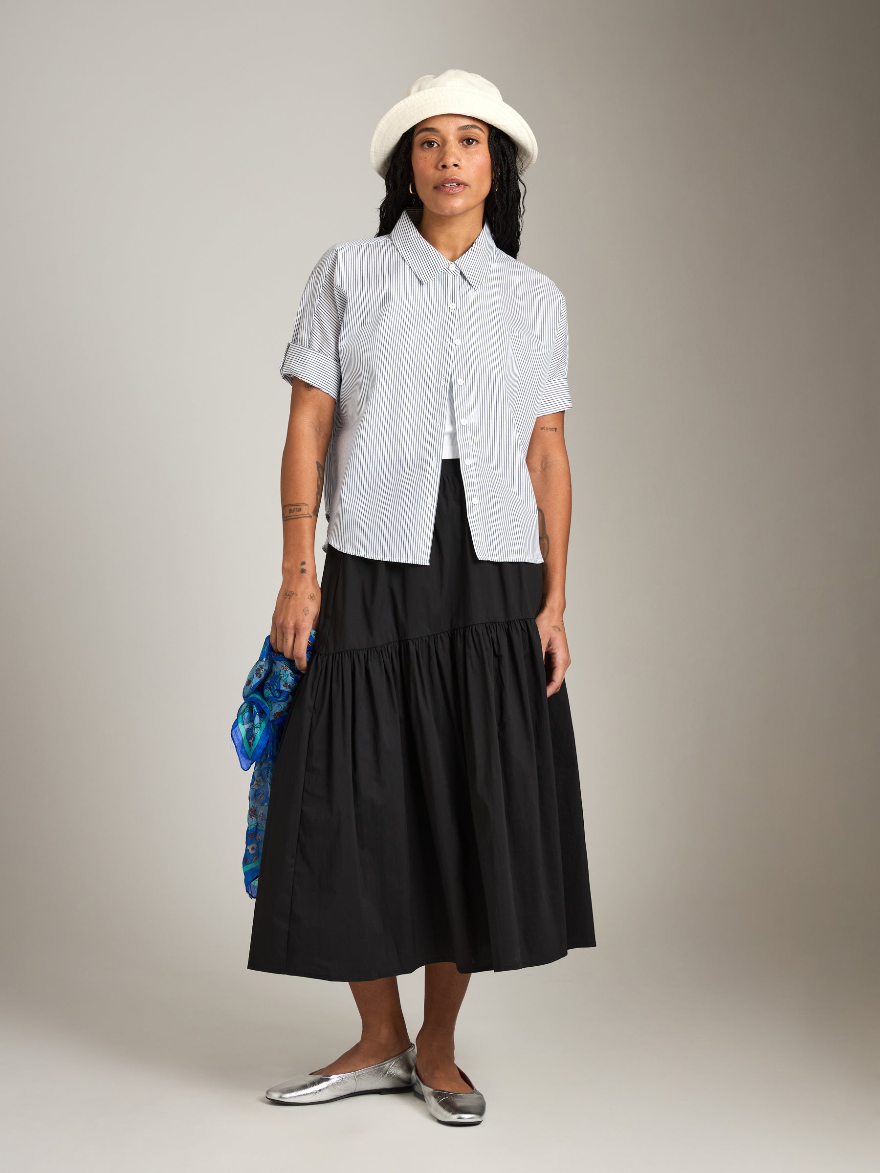 MONK & LOU-Selina Button Up Shirt-White