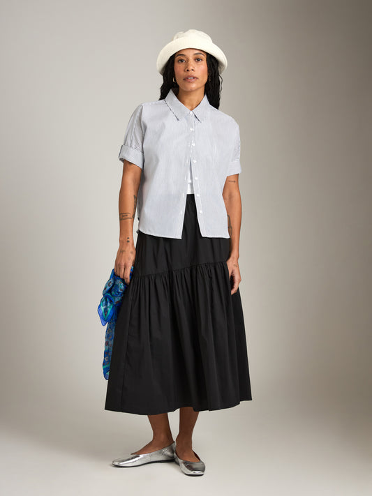 MONK & LOU-Selina Button Up Shirt-White