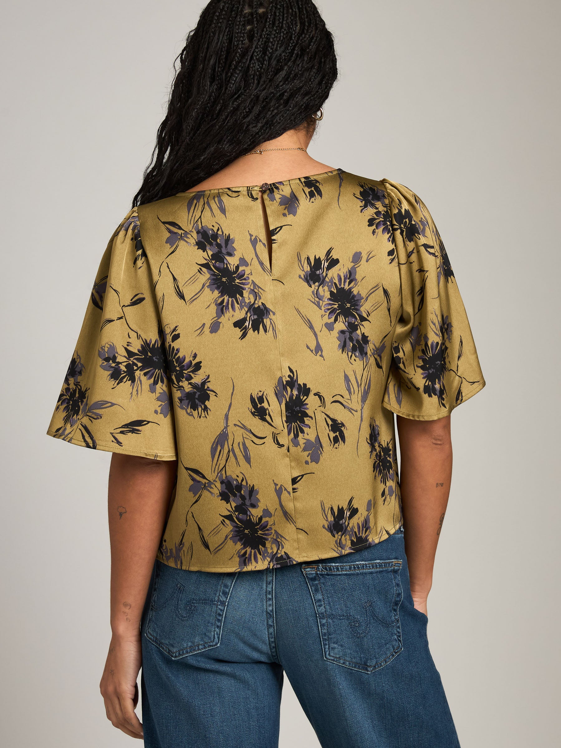 MONK & LOU-Floral Adair Blouse-Sage Floral
