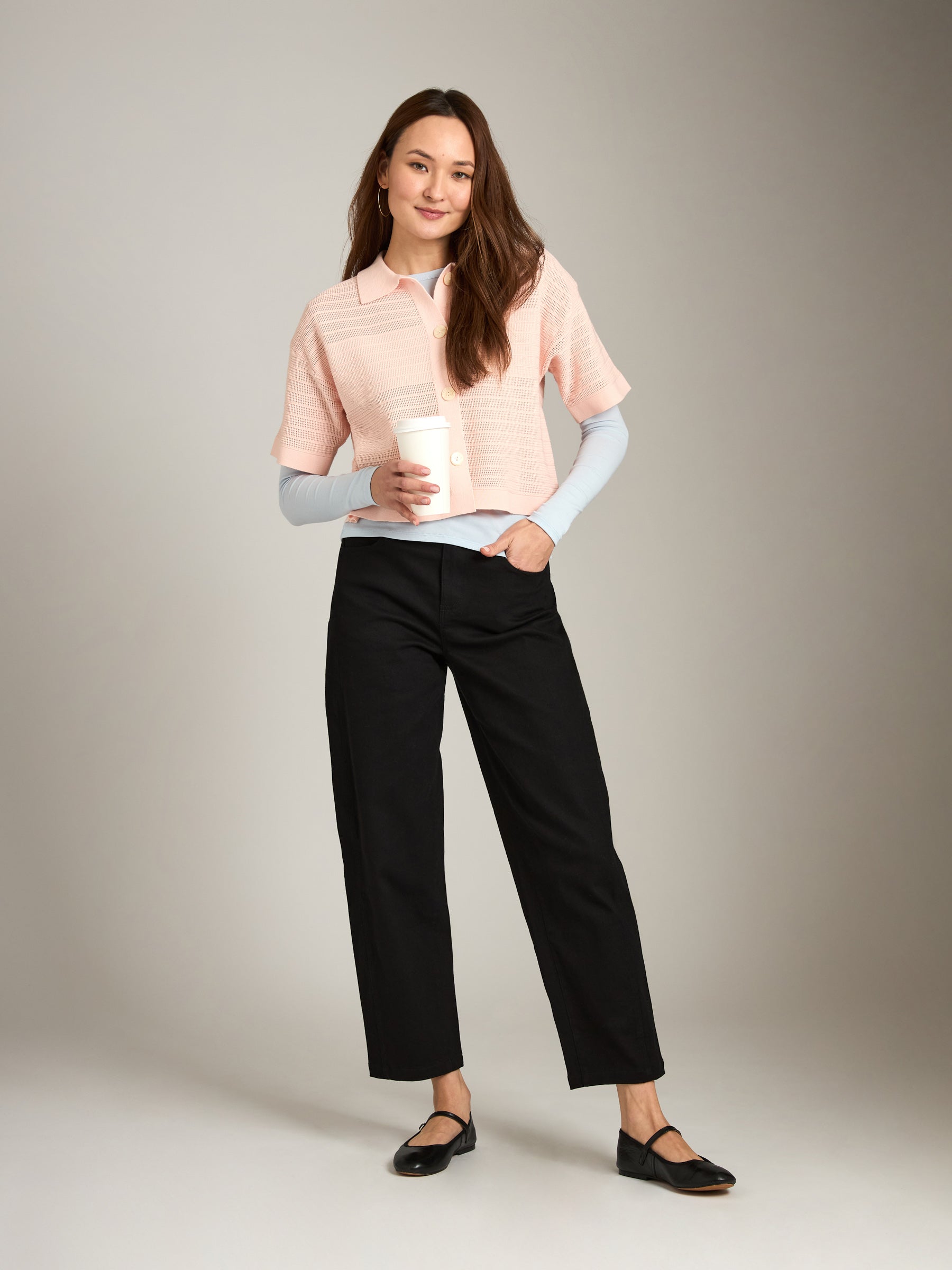 MONK & LOU-Marie Shirt Cardigan-Ballet Pink