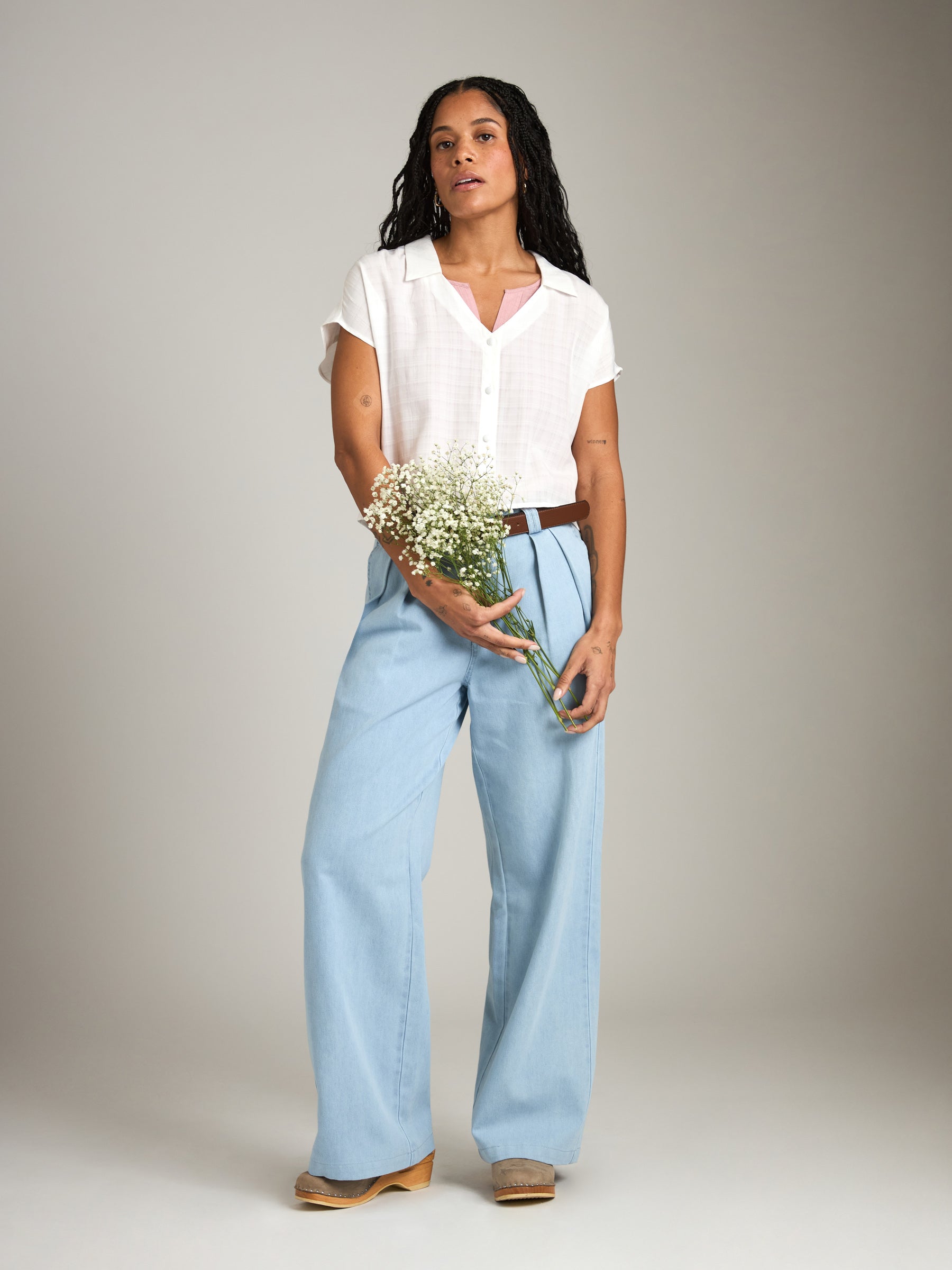 MONK & LOU-Bonita Collar Blouse-White