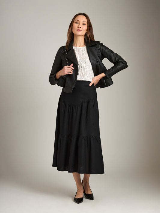 MONK & LOU-Crinkled Dot Adair Blouse-Black Polka Dot