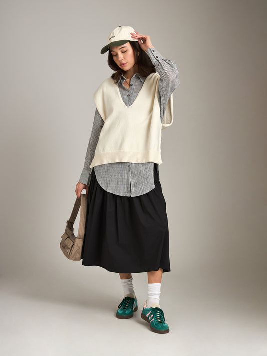 SADIE & SAGE-Brielle Tiered Midi Skirt-Black