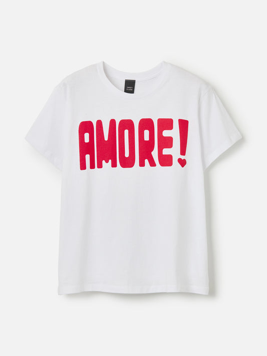 SWEET CLAIRE-Amore Boyfriend T-Shirt-White