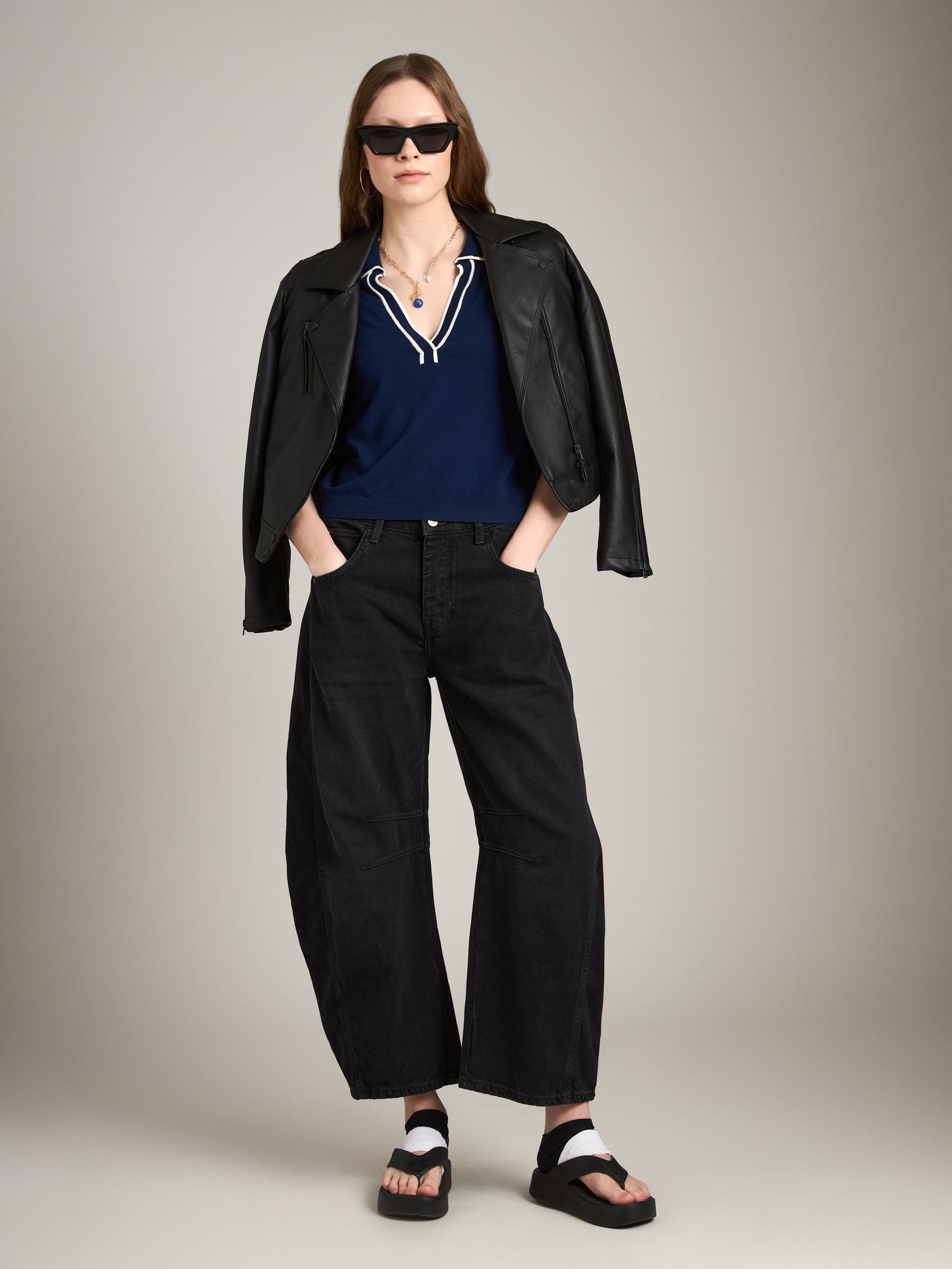 MONK & LOU - Florence Polo Sweater - Ink