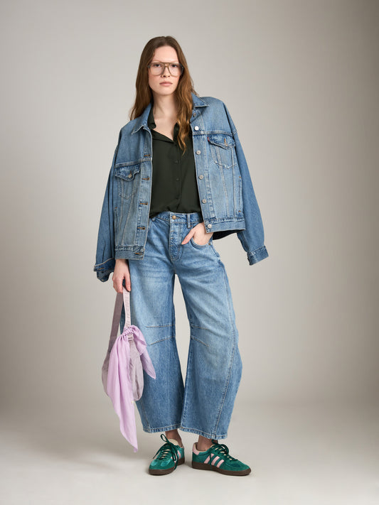 MONK & LOU-Karla Relaxed Pocket Blouse-Deep Green