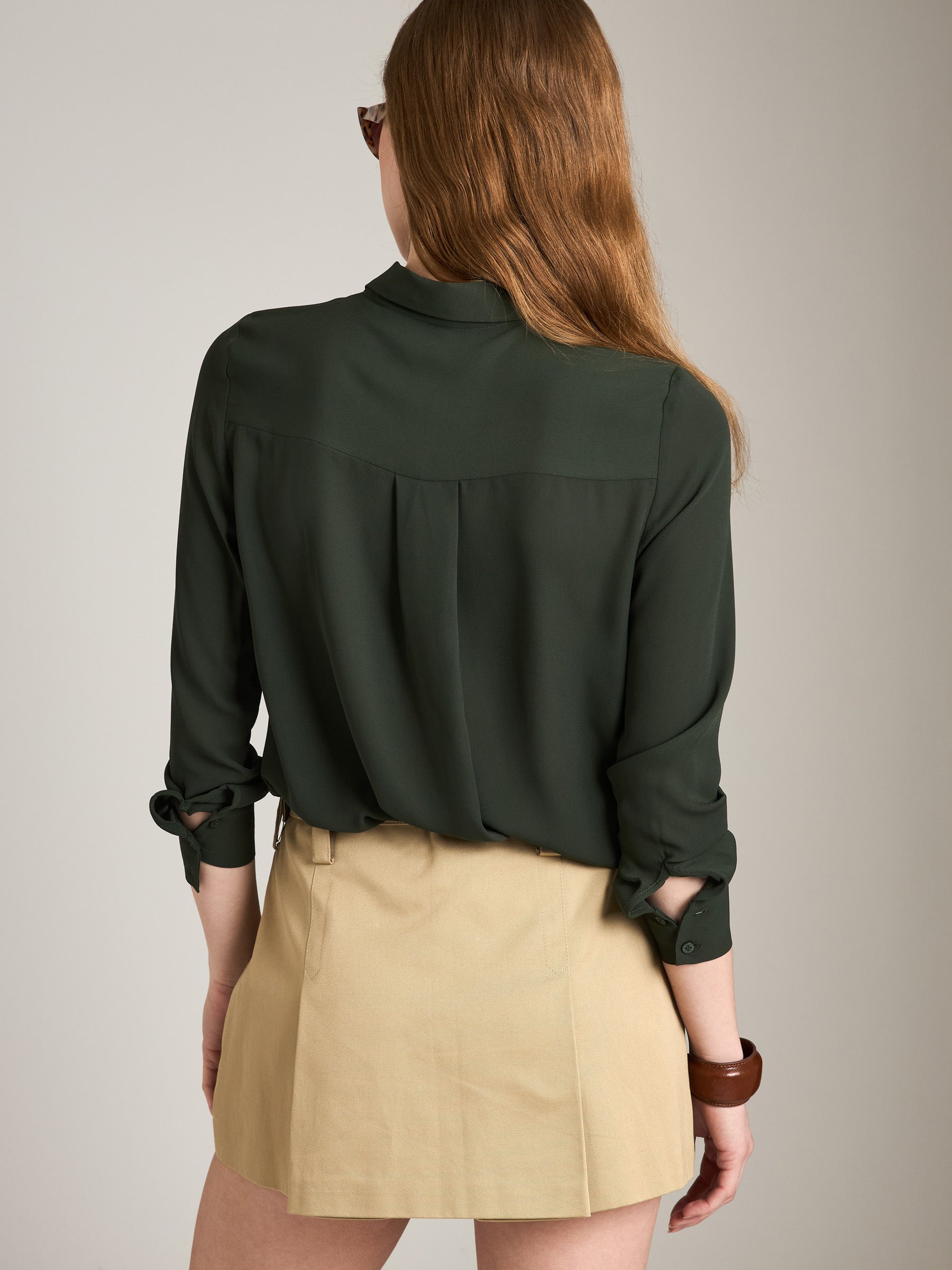 MONK & LOU-Charlotte Fluid Shirt-Deep Green