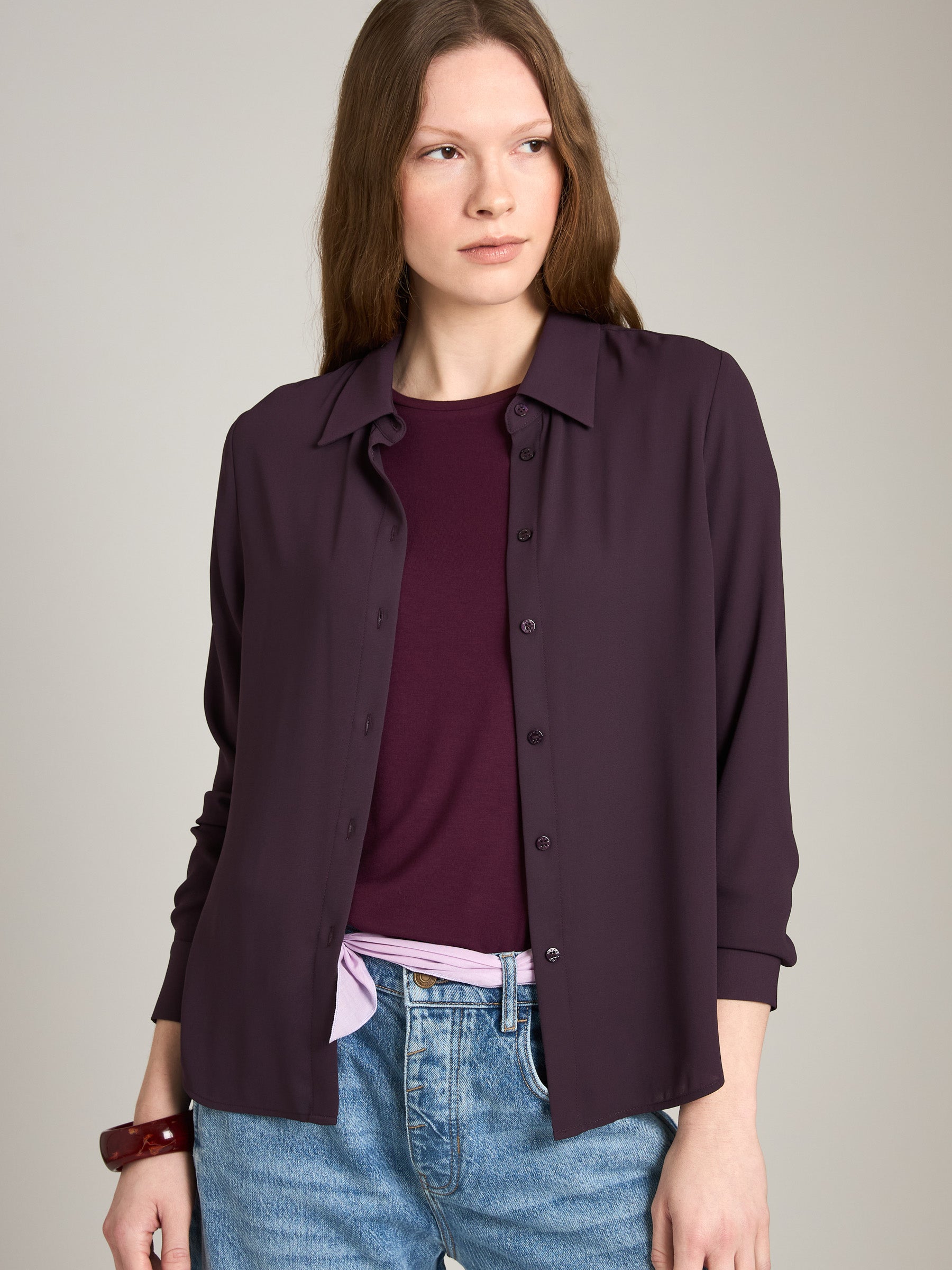 MONK & LOU-Charlotte Fluid Shirt-Deep Green