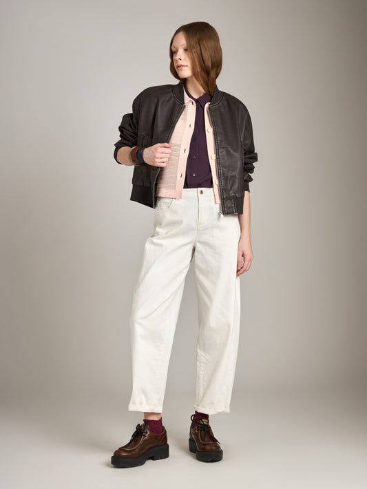 ONLY-Jane Faux Leather Bomber Jacket-Chocolate Brown