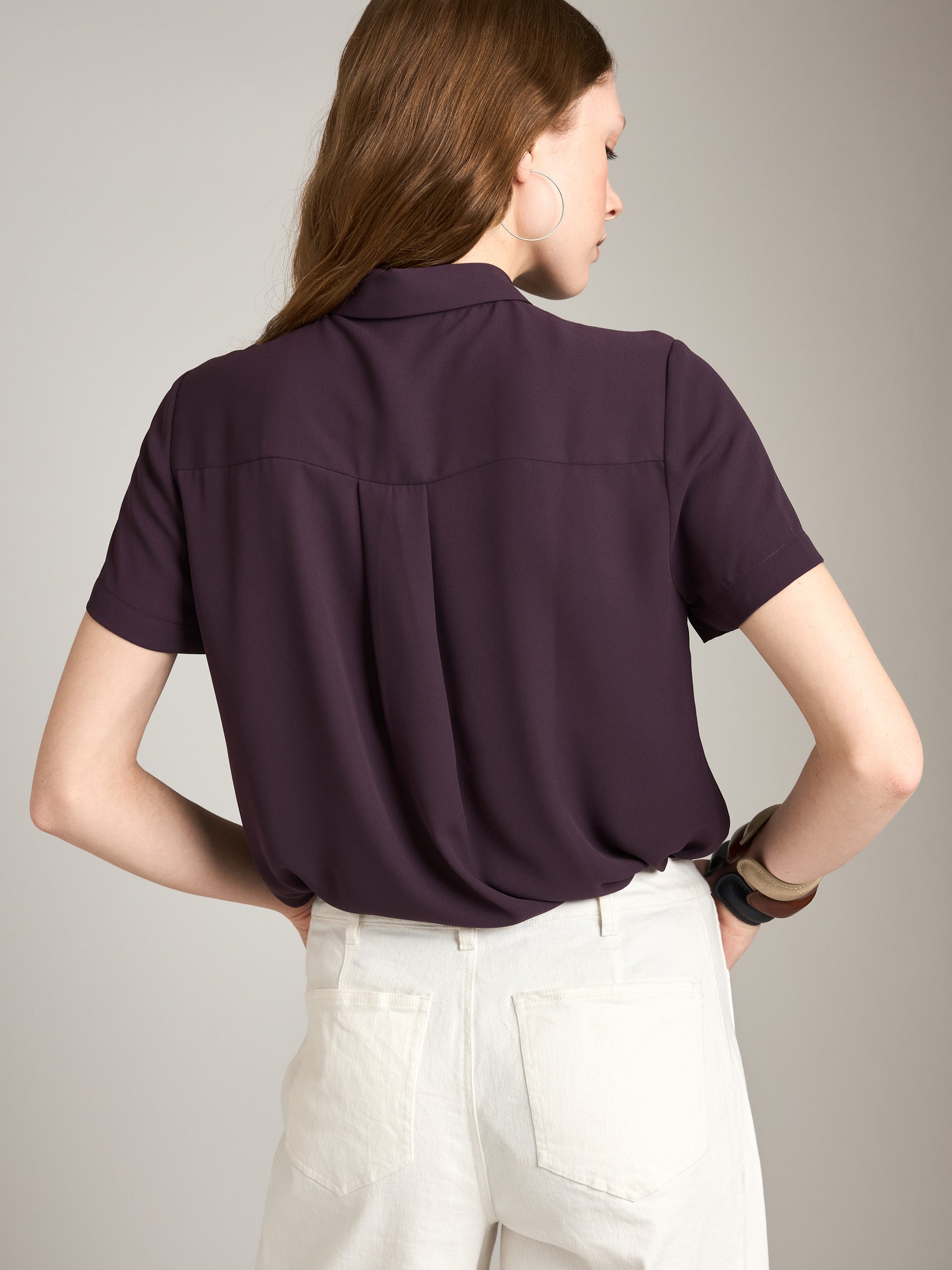 MONK & LOU-Karla Relaxed Pocket Blouse-Deep Green
