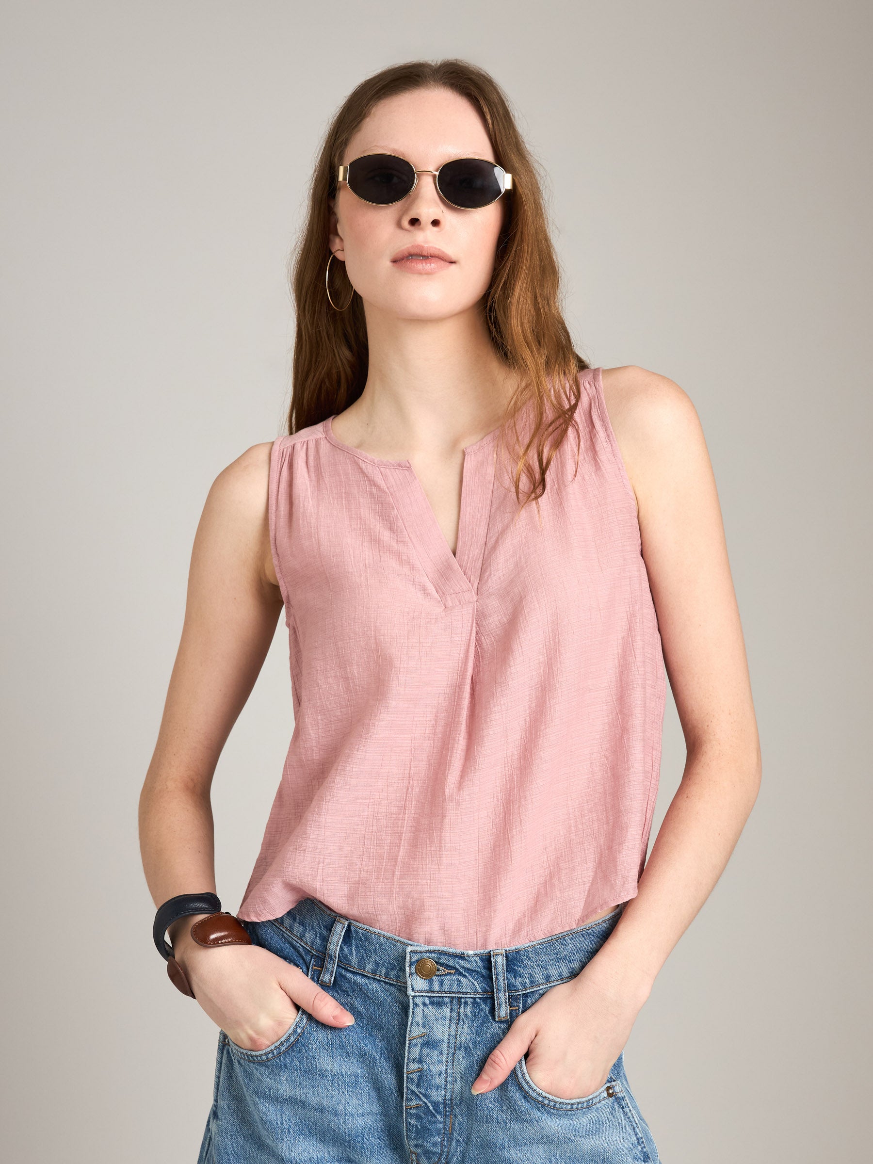 MONK & LOU-Rhonda Shell Top-White