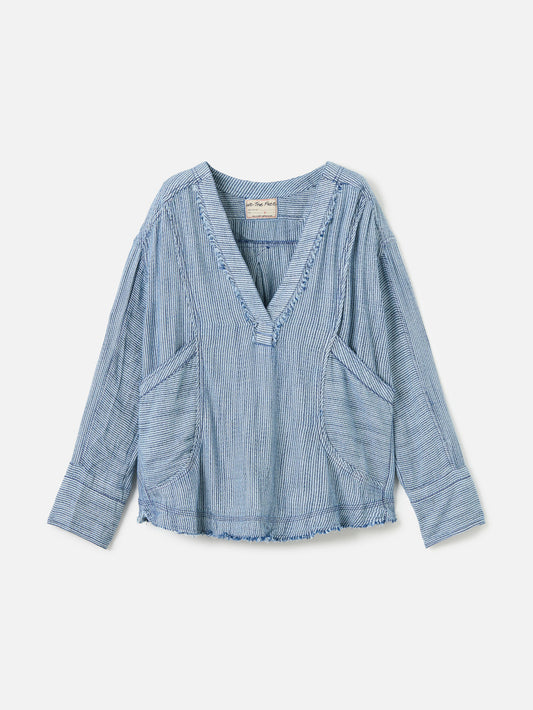 FREE PEOPLE-By the Shore Shirt-Indigo Stripe