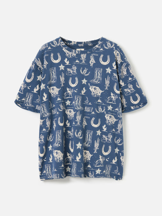 FREE PEOPLE-Painted Tee-Navy Combo