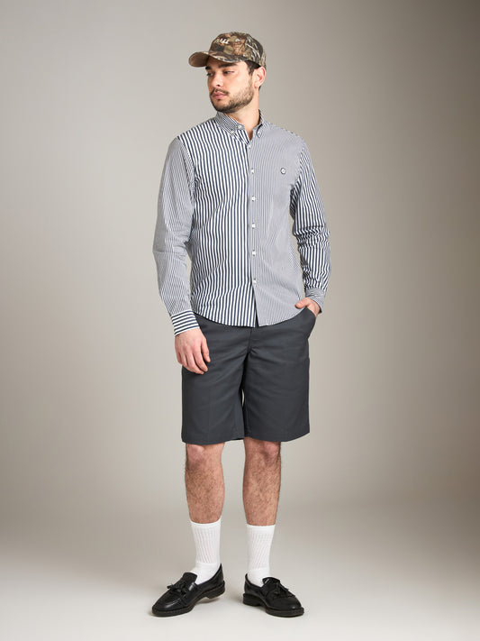 CHAMPLAIN-Stripe Dress Shirt-White / Navy