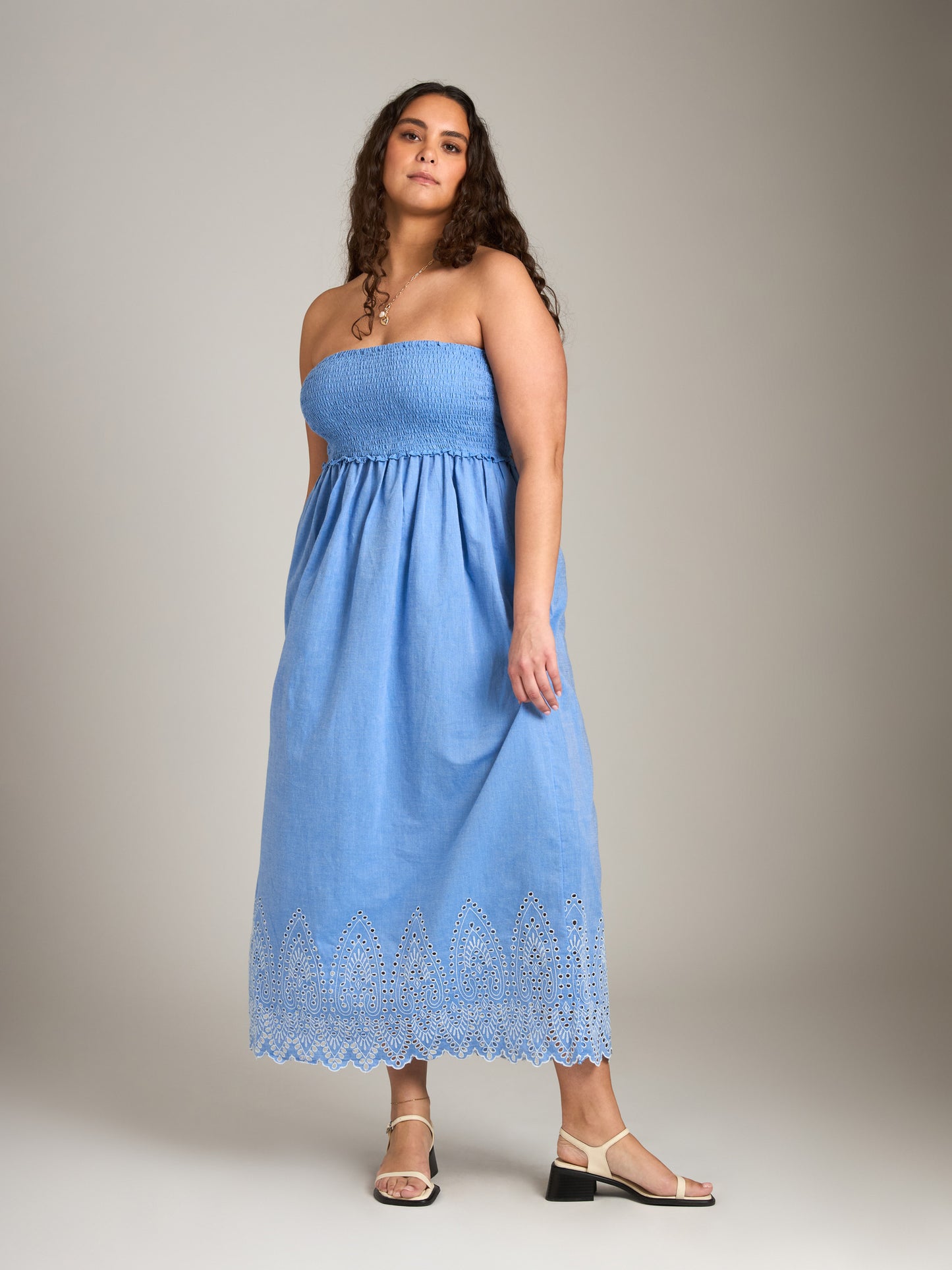 ONLY-Tulum Smock Maxi Dress-Blue Bonnet