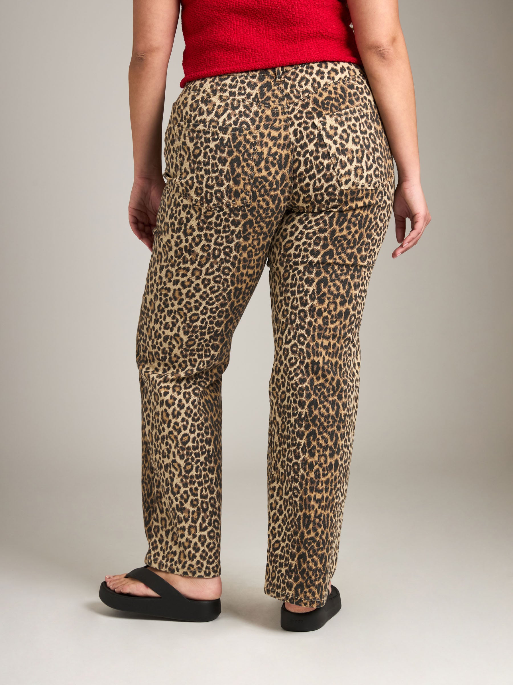 PIECES-Salume High Waist Leopard Jeans-White Pepper Leopard