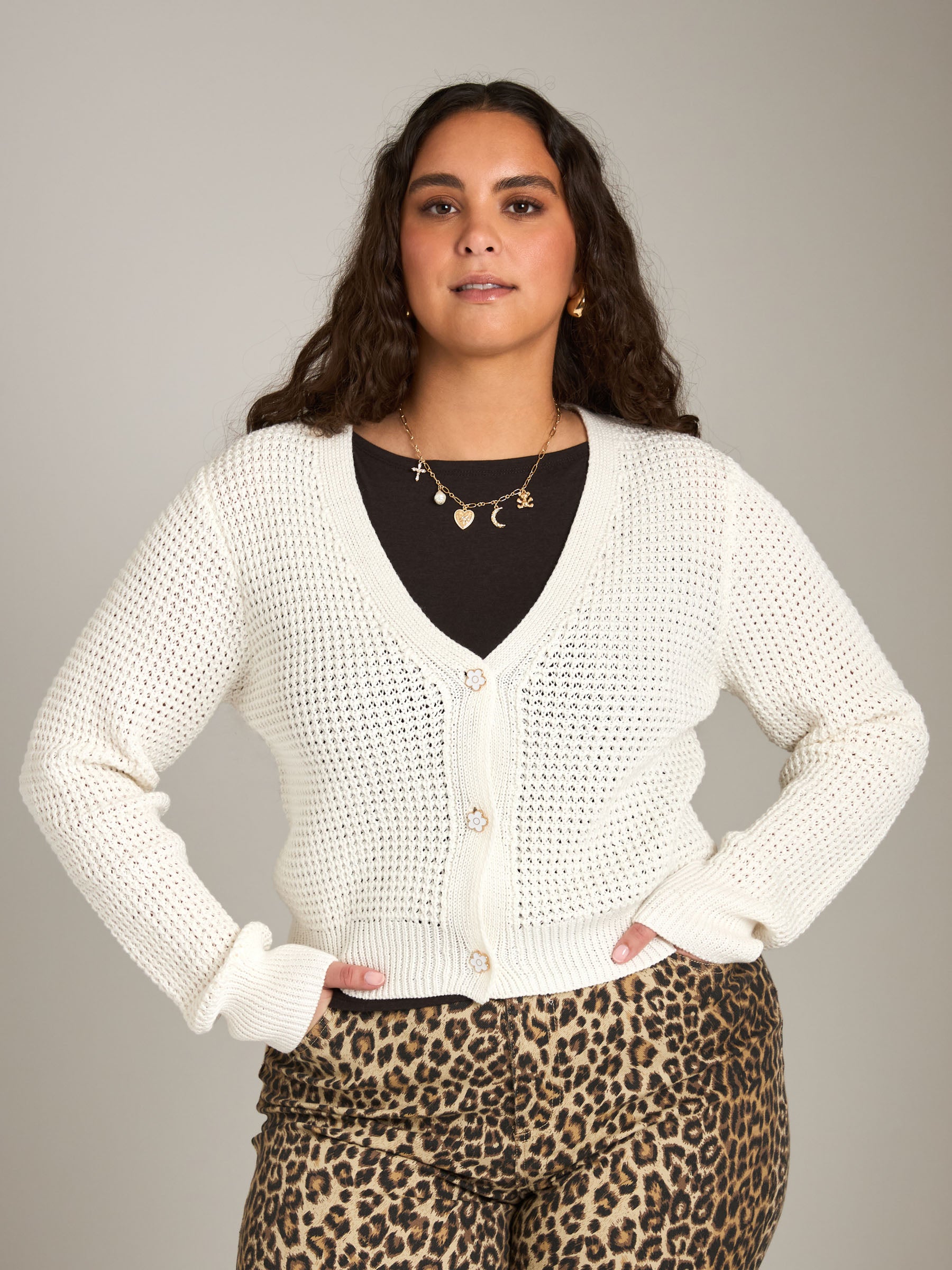 JOHN & JENN-Ollie Waffle Cardigan-Daffodil