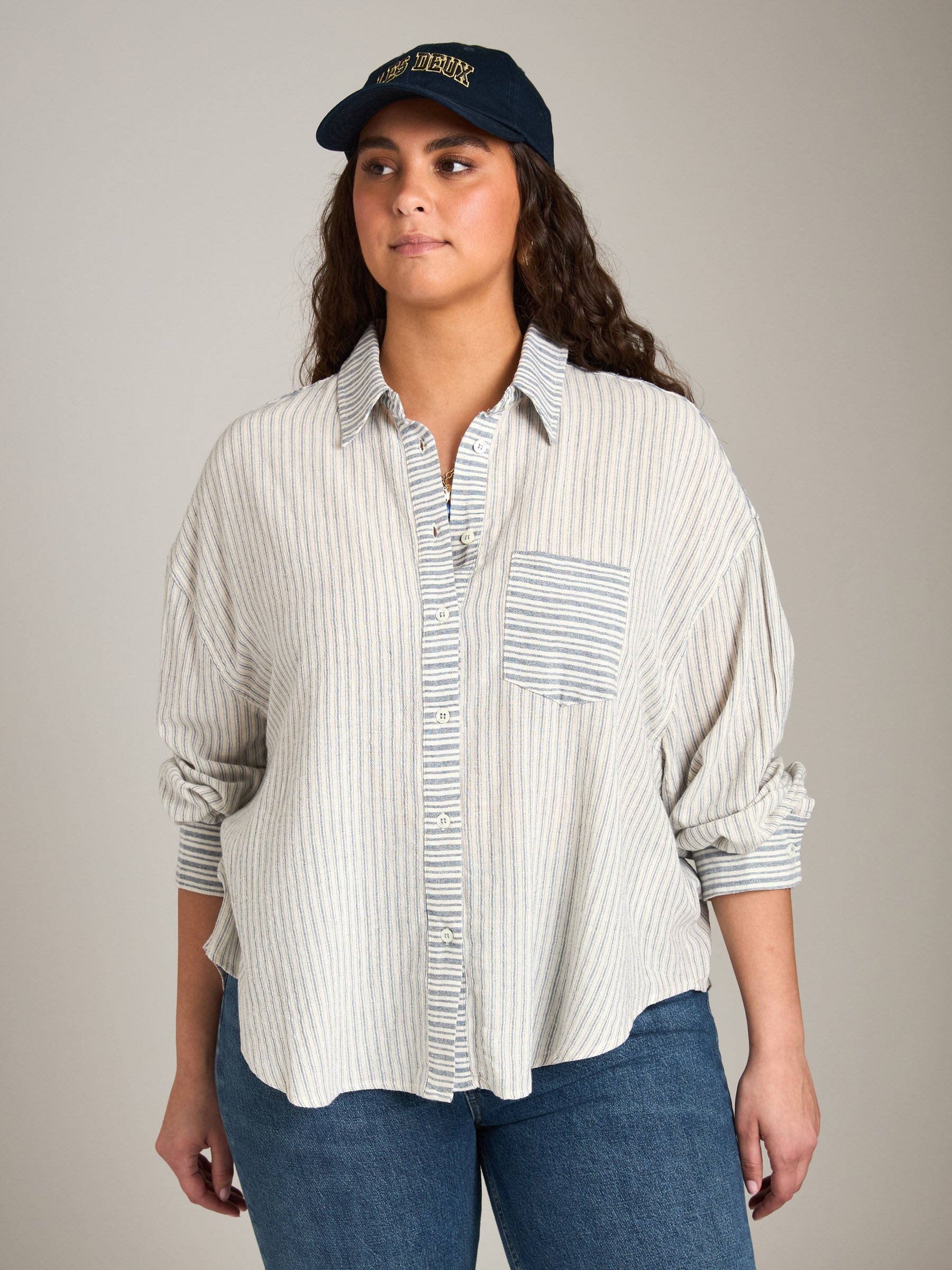LOVEFINN-Cotton Long Sleeve Shirt-Blue