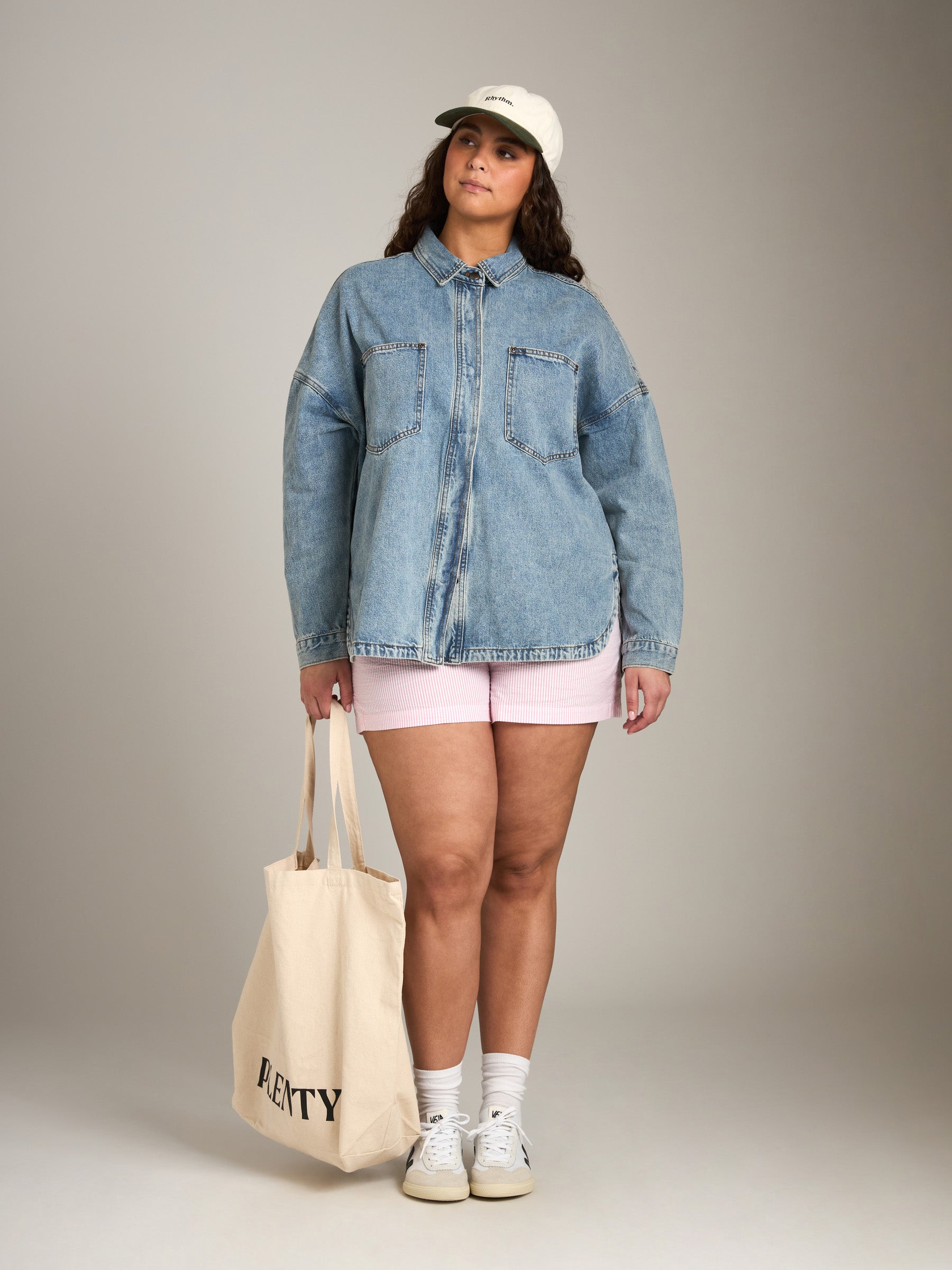 LOVEFINN-Snap Button Shacket-Denim